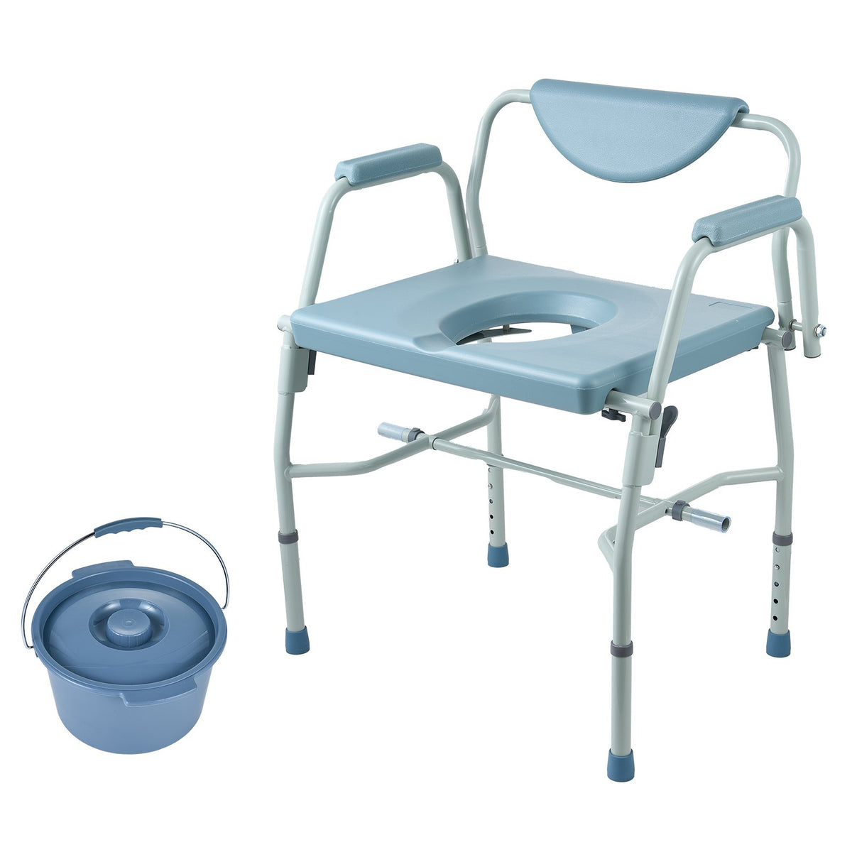 Commode Chair Bedside with Drop-Down Arms 5-Level Height Adjustable 7L Bucket