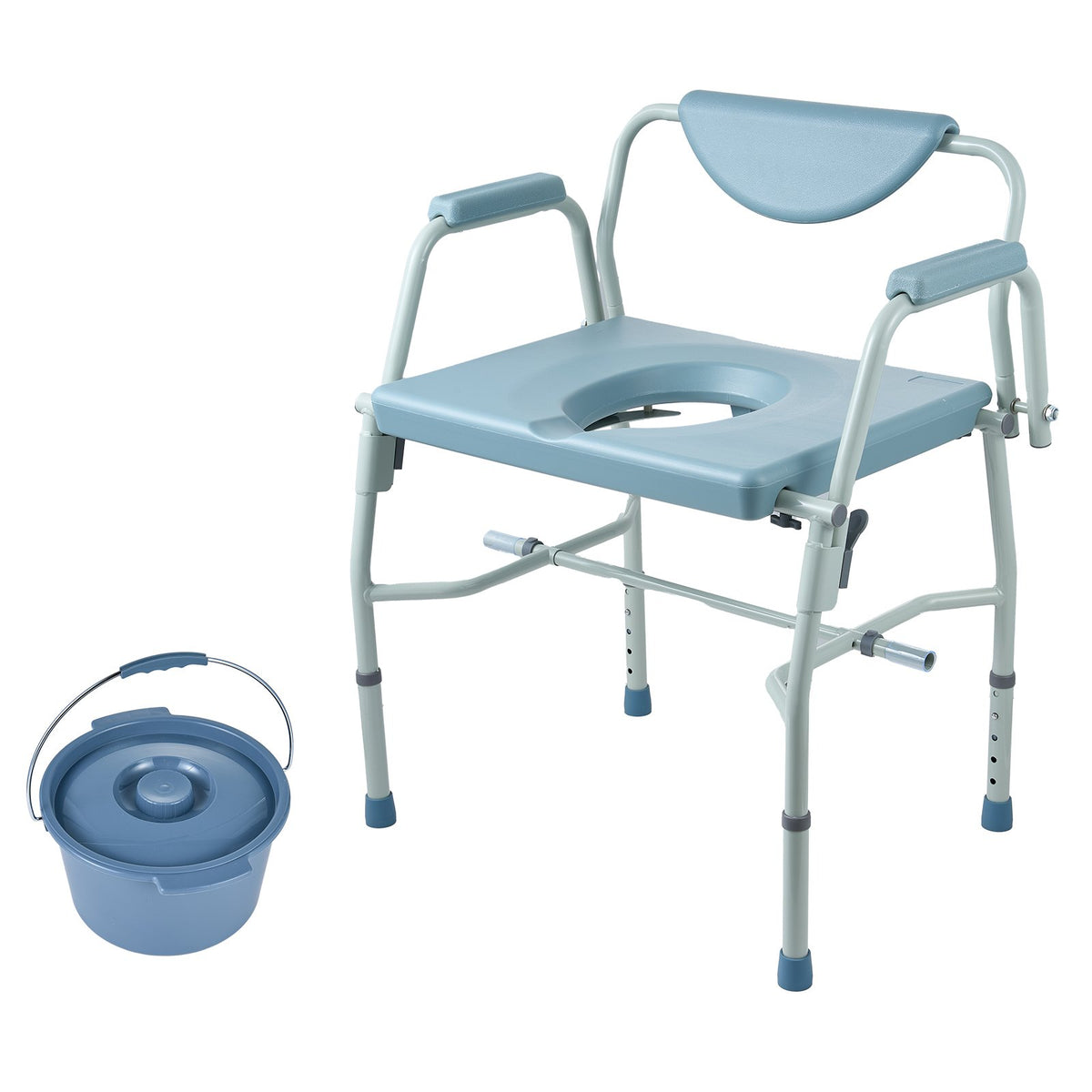 Commode Chair Bedside with Drop-Down Arms 5-Level Height Adjustable 7L Bucket