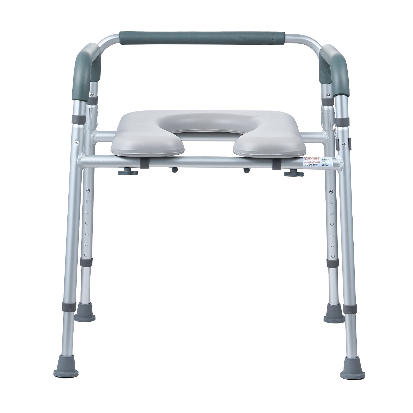 Commode Chair, Bedside with Padded Seat & Arms, 7-Level Adjustable, 5.8L Bucket