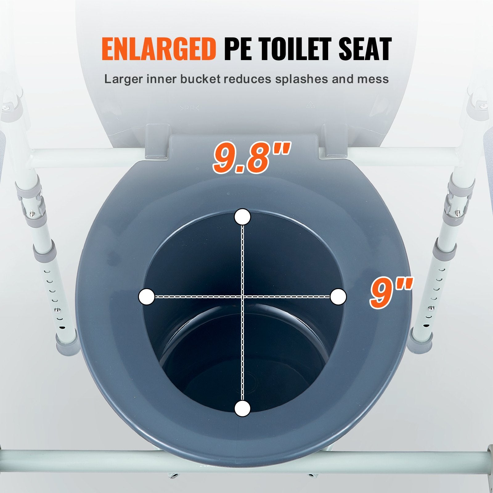Bedside Commode Chair with Wider Seat 7-Level Adjustable for Adults