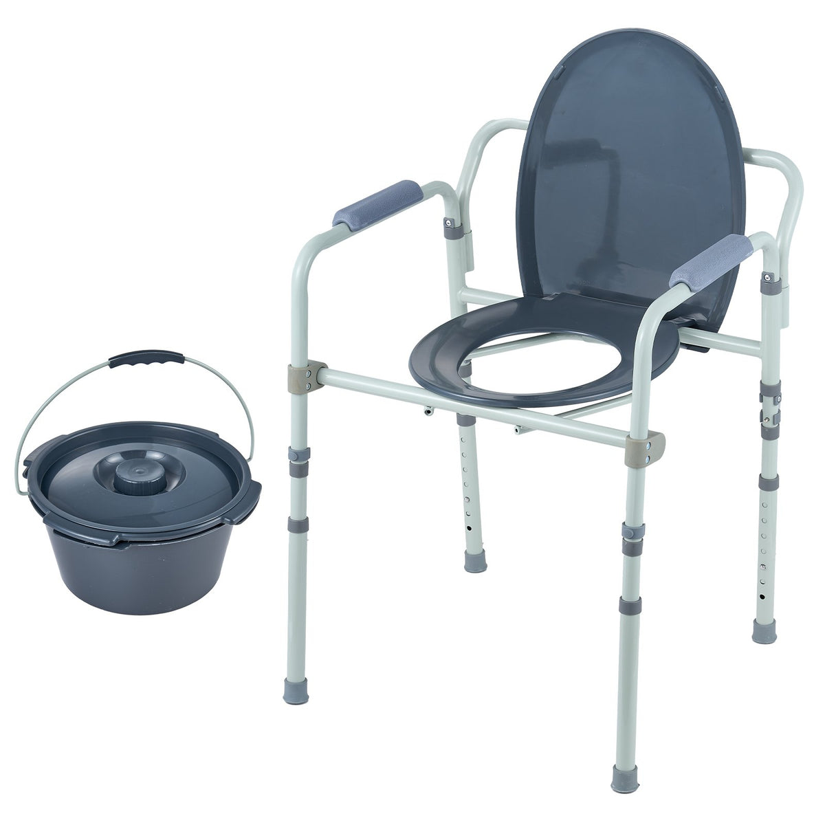 Bedside Commode Chair with Wider Seat 7-Level Adjustable for Adults