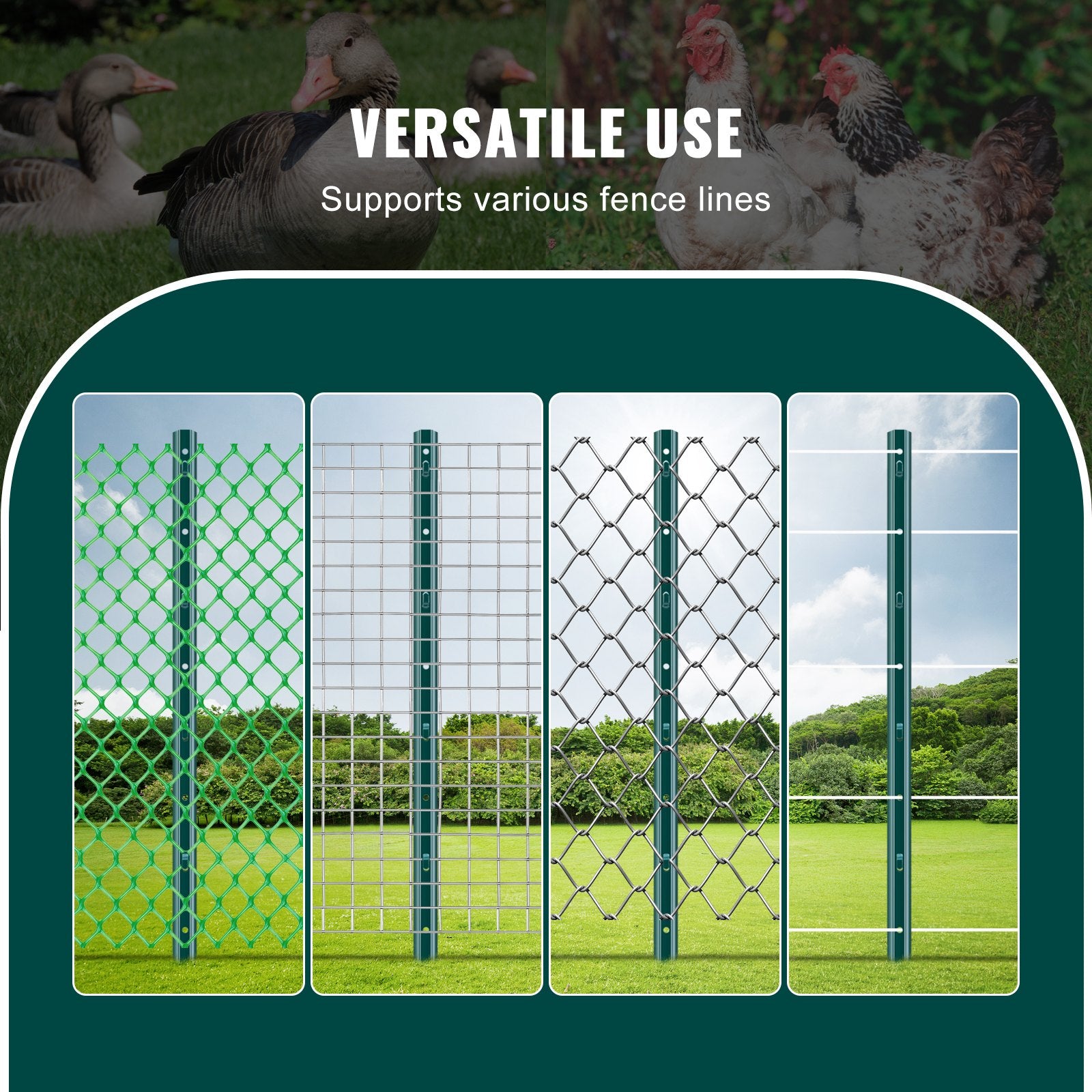 3 Feet Fence Post 10 Pack U-Channel Heavy Duty Metal Stakes for Garden Yard Lawn