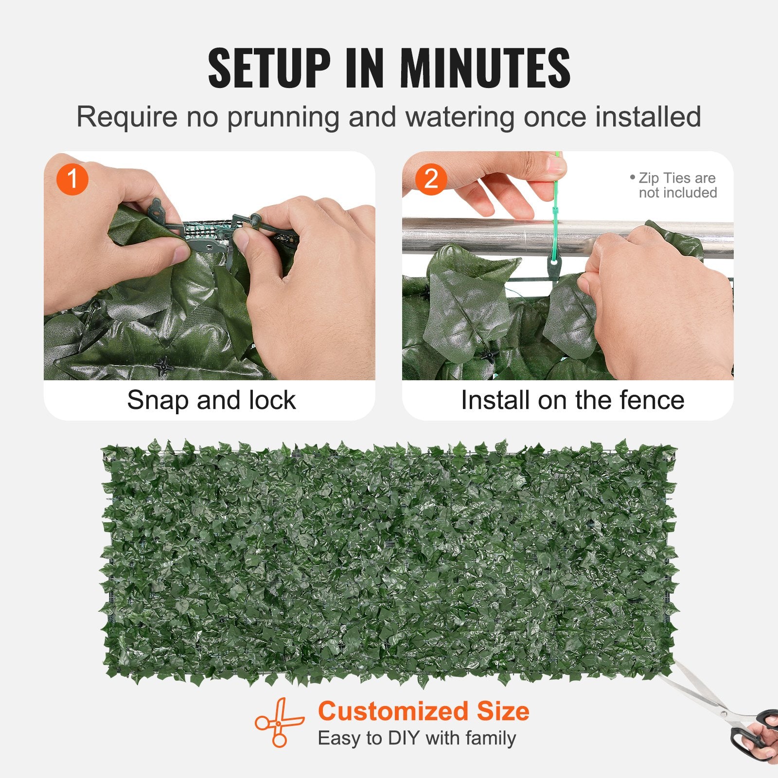 Ivy Privacy Fence 990x2490mm Artificial Green Wall Faux Hedges Vine