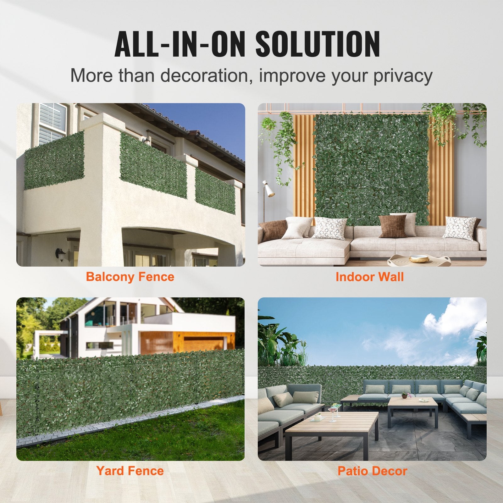 Ivy Privacy Fence 1500x2490mm Artificial Green Wall Faux Hedges Vine Leaf Garden