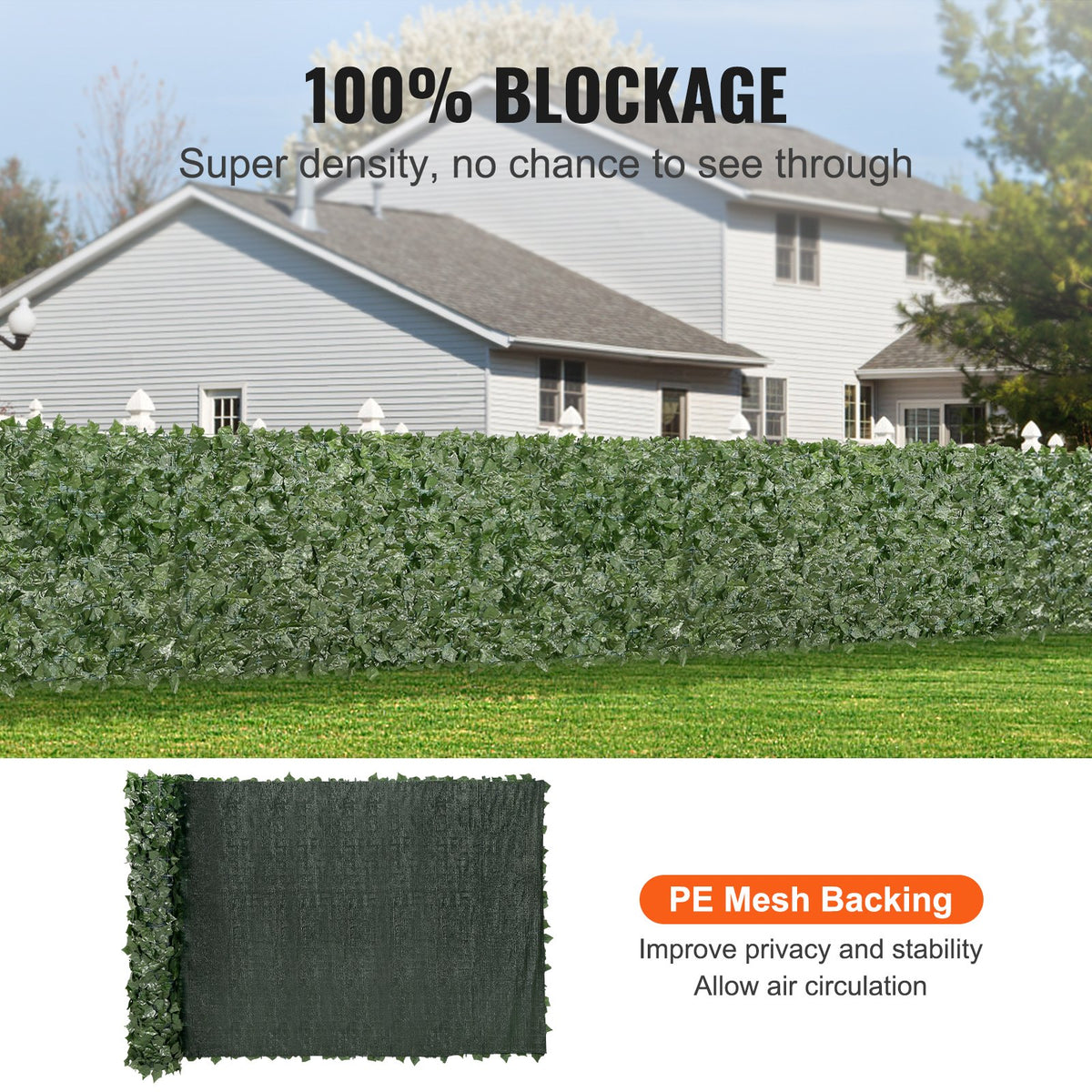 Ivy Privacy Fence 59x158in Artificial Green Wall Screen Faux Hedges Vine