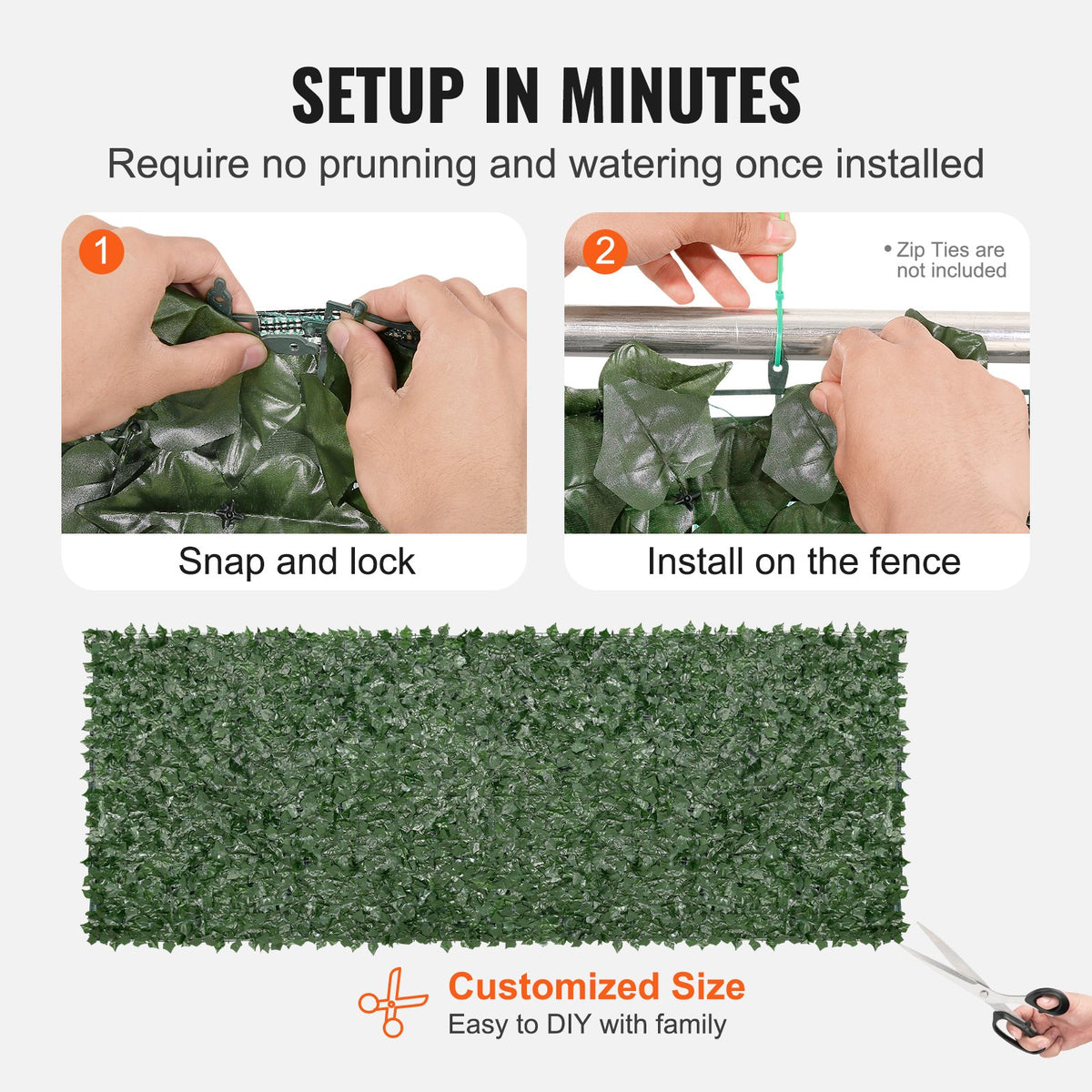 Ivy Privacy Fence 59x158in Artificial Green Wall Screen Faux Hedges Vine