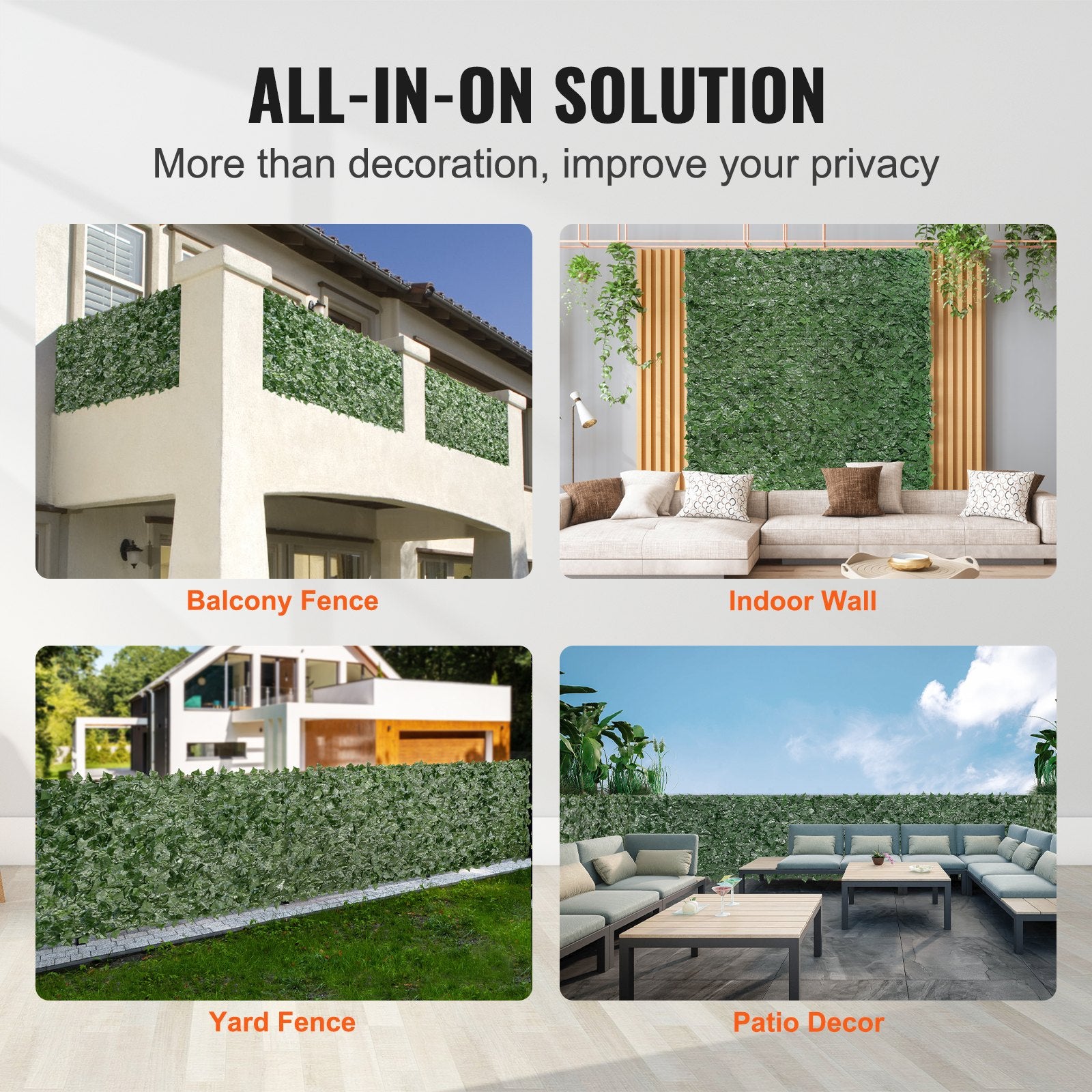 Ivy Privacy Fence 1830x2440mm Artificial Green Wall Faux Hedges Vine