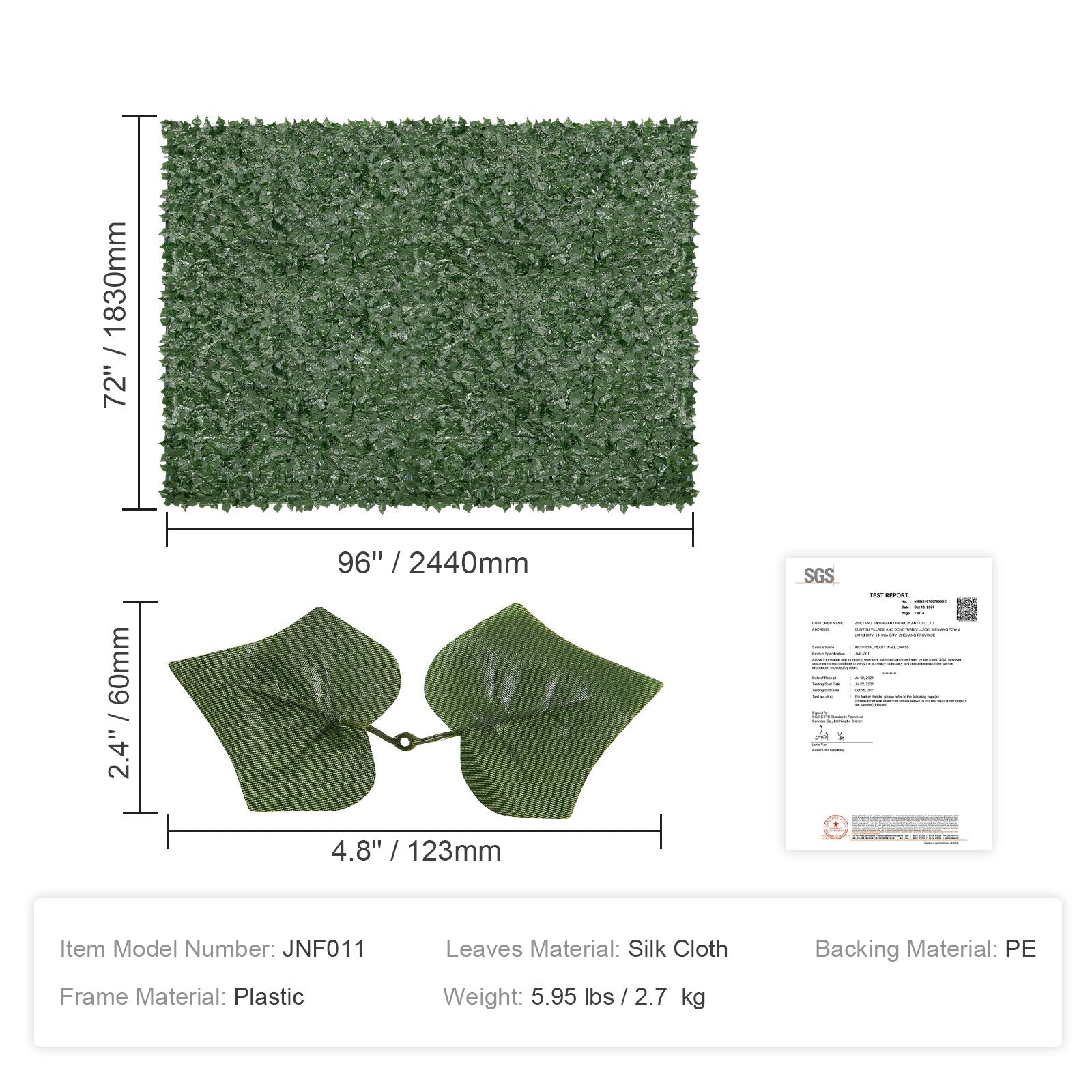 Ivy Privacy Fence 1830x2440mm Artificial Green Wall Faux Hedges Vine