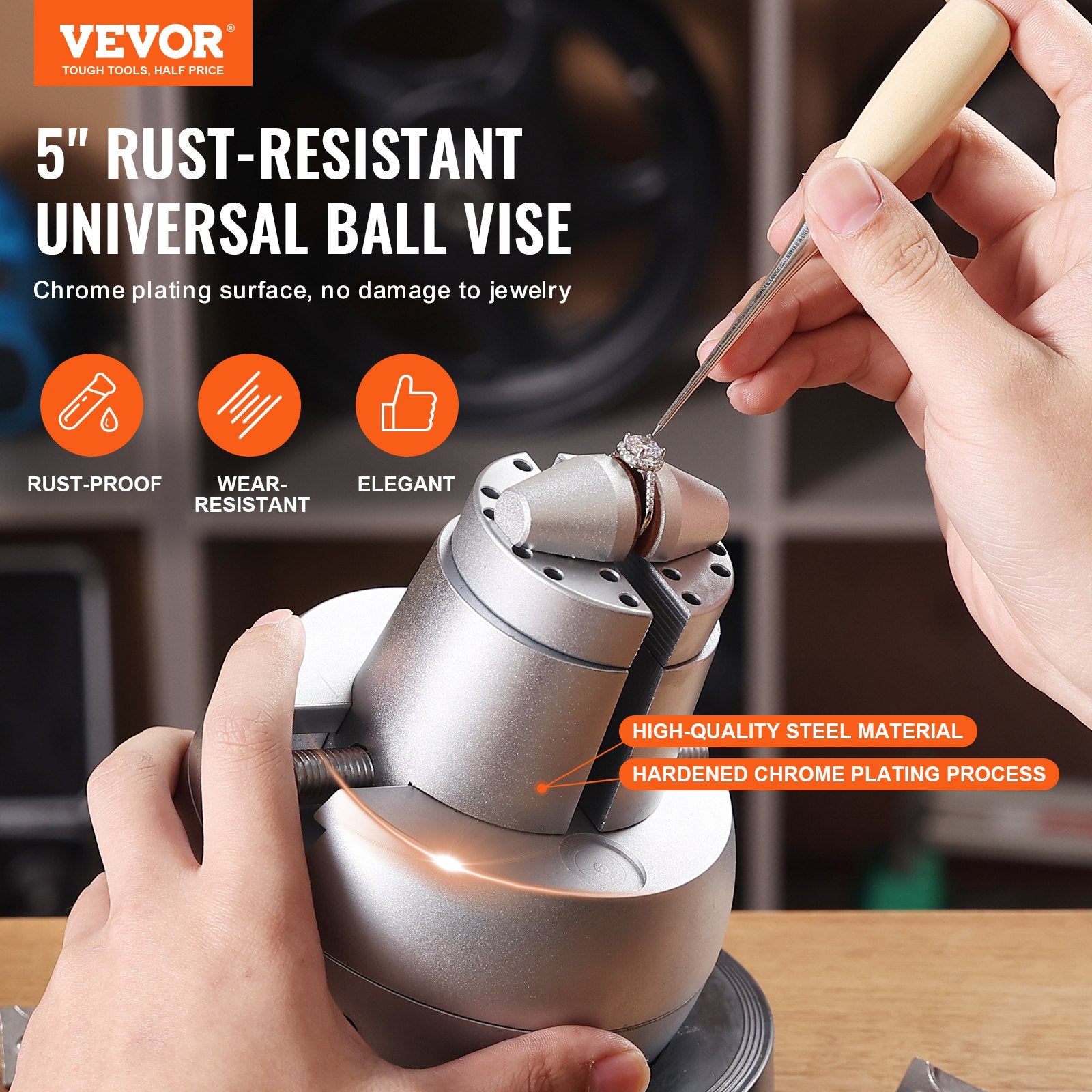 Ball Vise 5in 360 Rotation Engraving Block with 69 PCS Jewelry Attachments Inlay