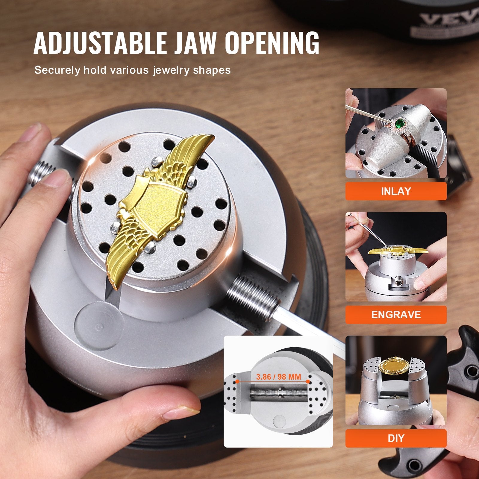 Ball Vise 5in 360 Rotation Engraving Block with 69 PCS Jewelry Attachments Inlay