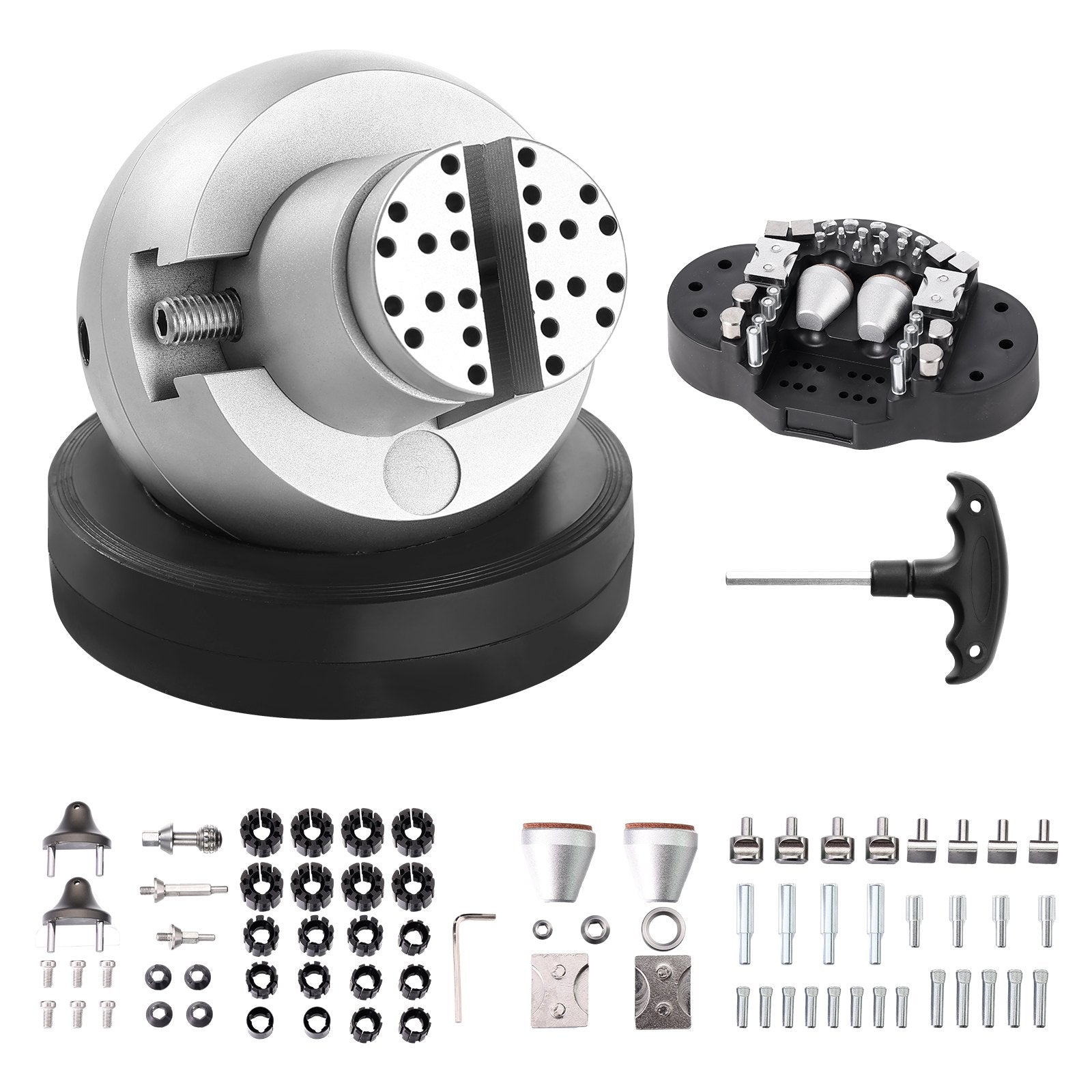 Ball Vise 5in 360 Rotation Engraving Block with 69 PCS Jewelry Attachments Inlay