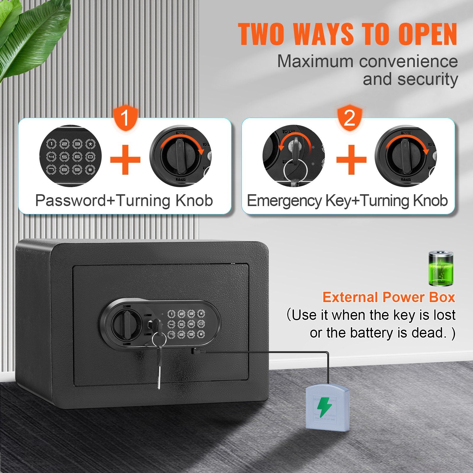 Safe Home Steel Security Digital Keypad 0.5CuFt 2 Keys WallMounted 350x250x250mm