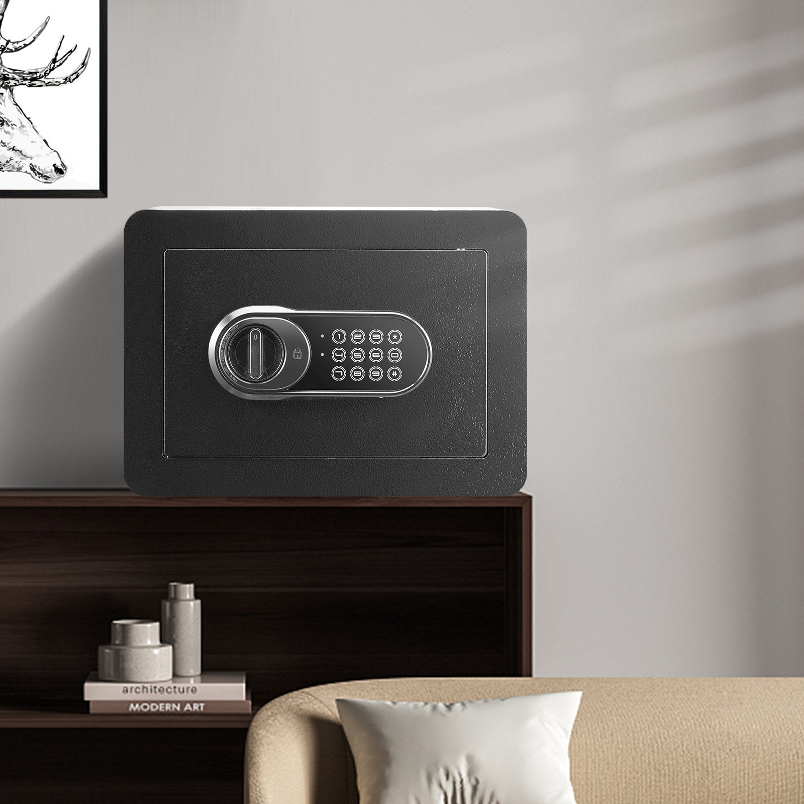 Safe Home Steel Security Digital Keypad 0.5CuFt 2 Keys WallMounted 350x250x250mm
