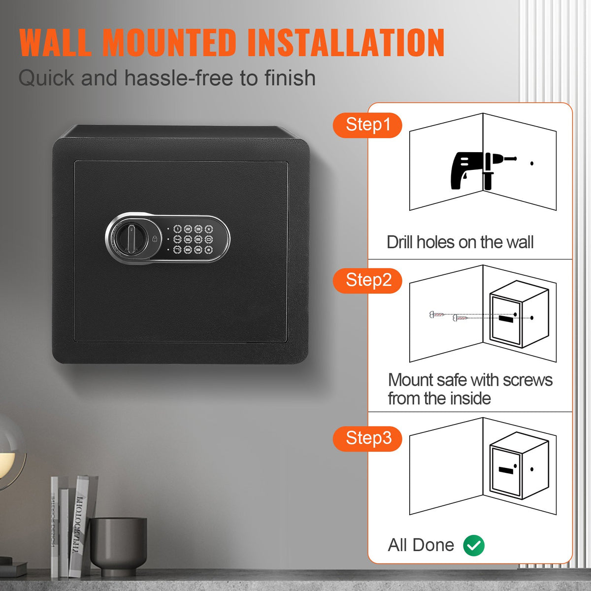 Home Safe 1.2 Cubic Feet Steel Security with Digital Keypad and Fireproof Bag