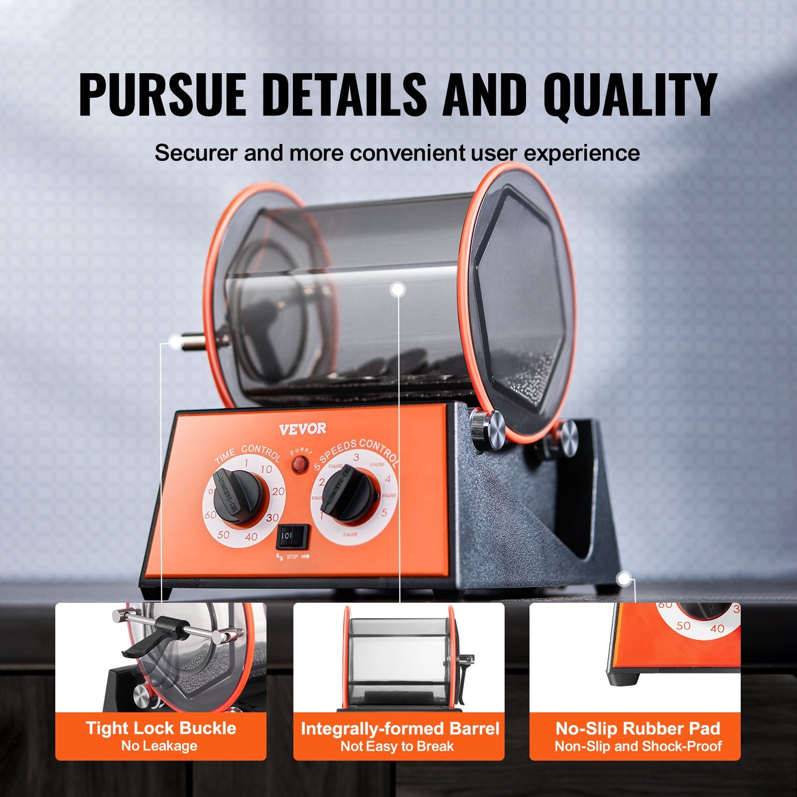 Jewelry Polisher Tumbler 11lbs Mini Rotary Machine 0-60Min Timer 5-Speed