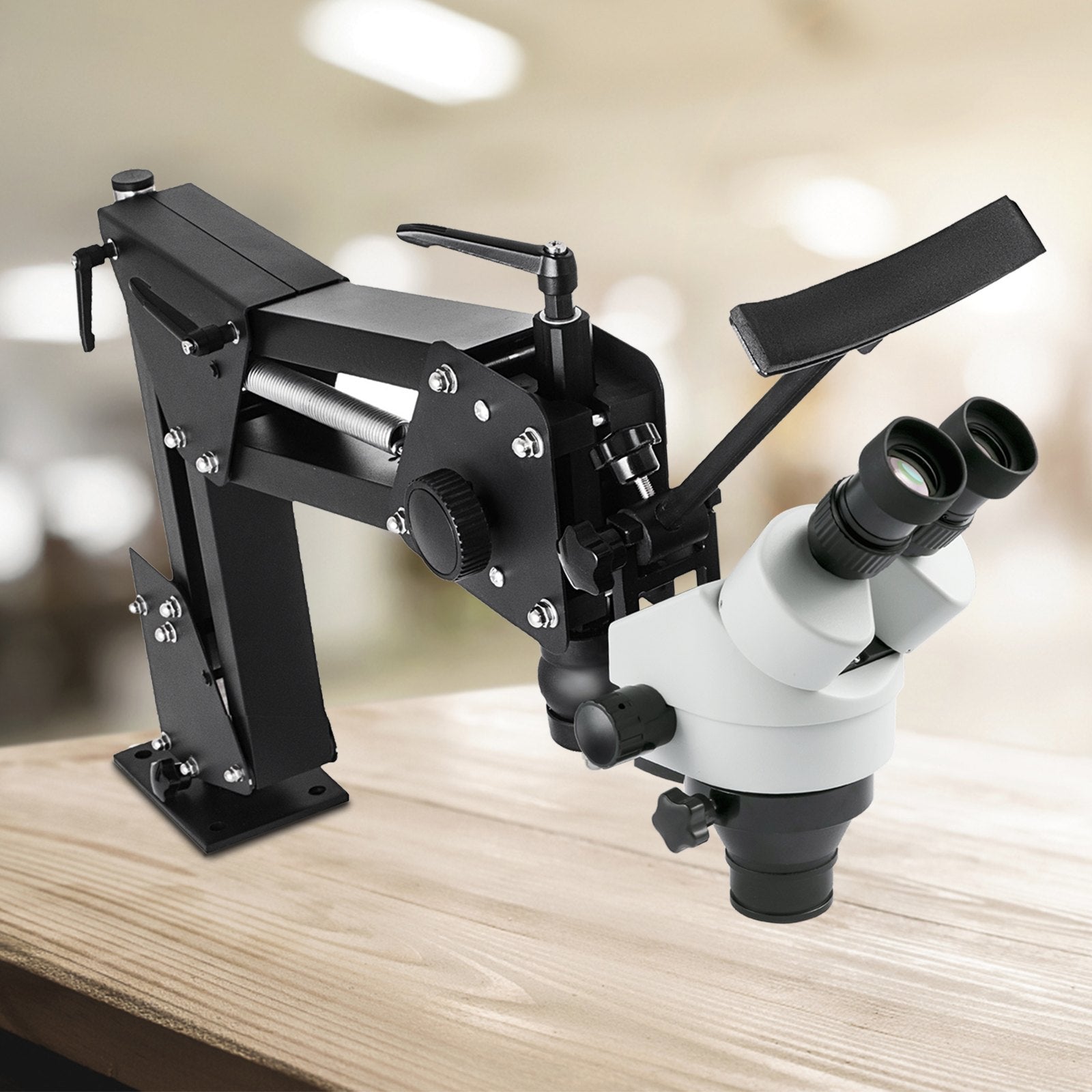 Microscope Micro Inlaid Mirror 7X-45X Multi-Directional Spring Bracket Stand
