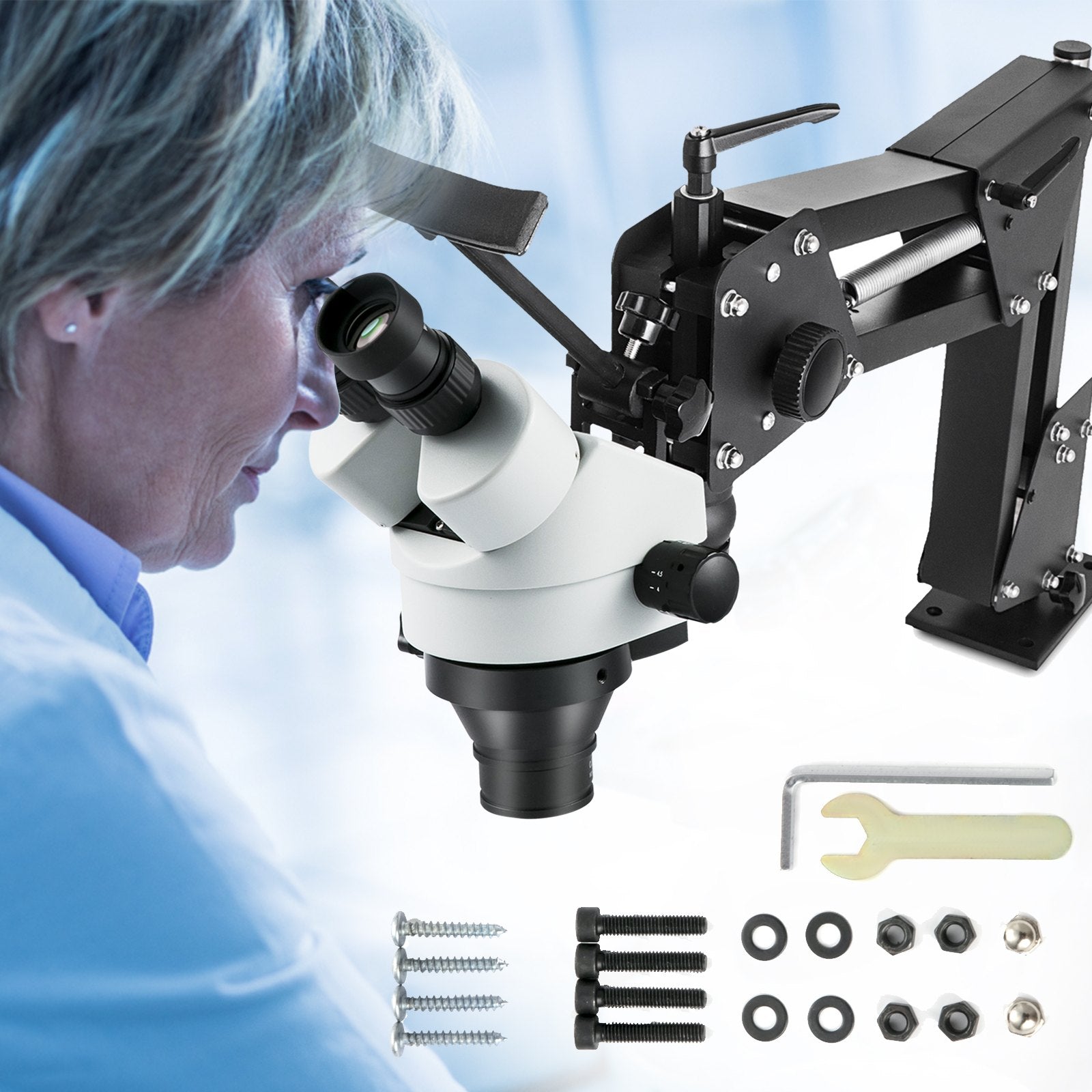 Microscope Micro Inlaid Mirror 7X-45X Multi-Directional Spring Bracket Stand