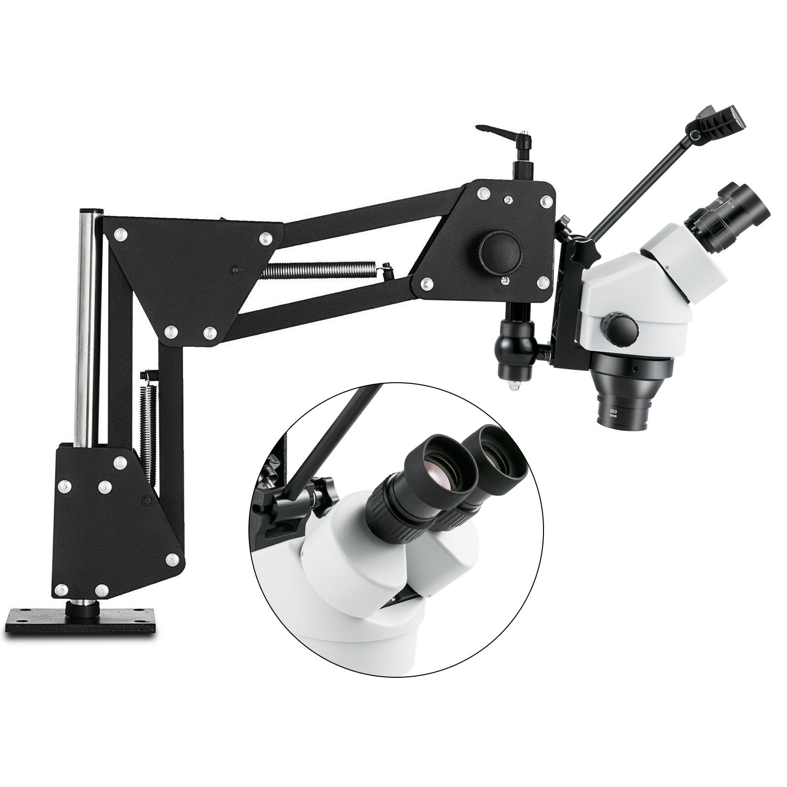 Microscope Micro Inlaid Mirror 7X-45X Multi-Directional Spring Bracket Stand