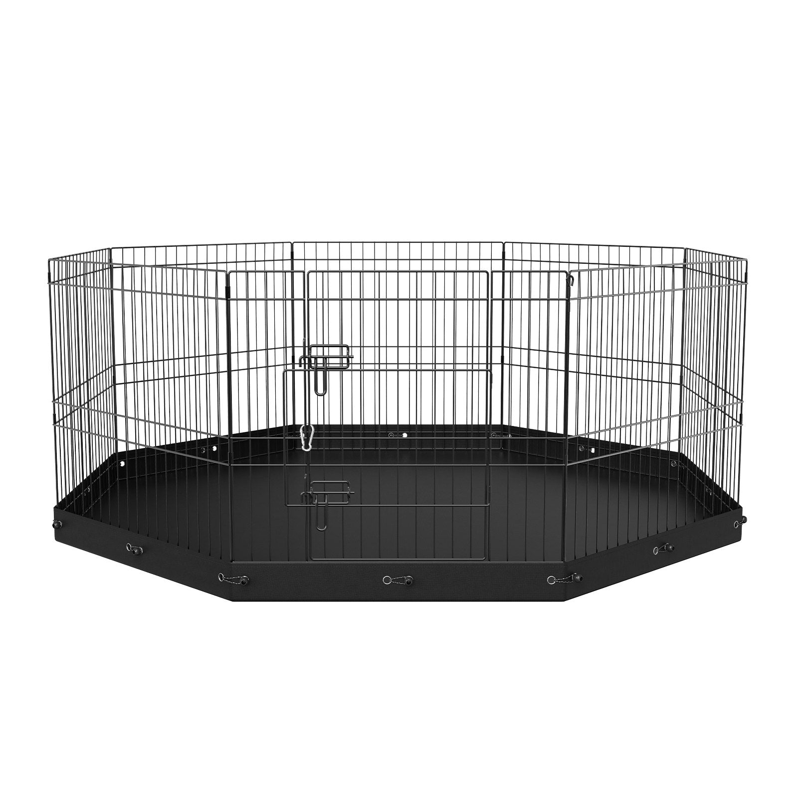 Dog Playpen 8 Panels Foldable Metal Exercise Pen 24" H with Bottom Pad