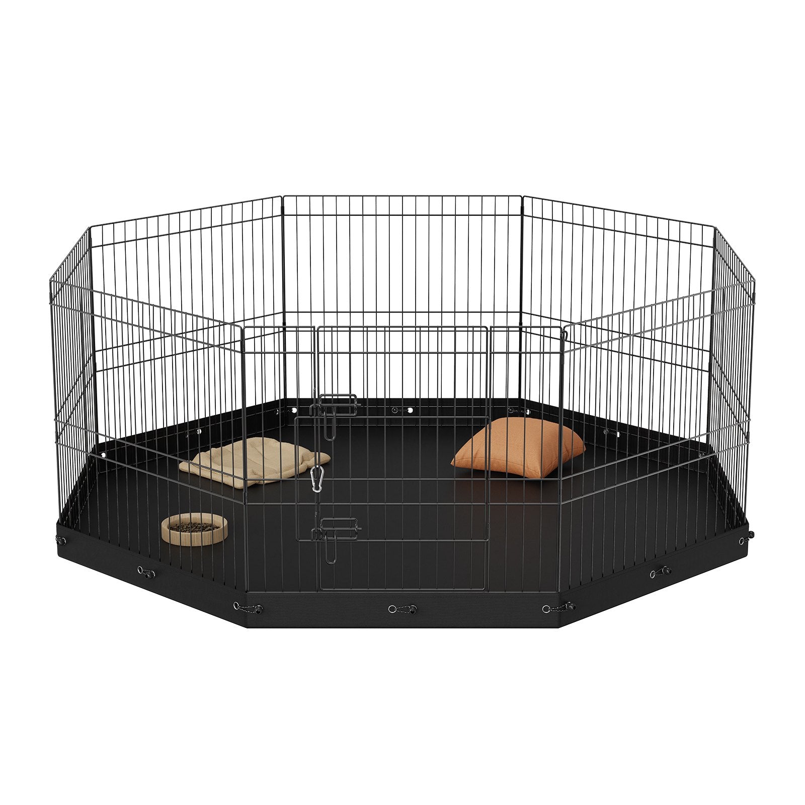Dog Playpen 8 Panels Foldable Metal Exercise Pen 24" H with Bottom Pad