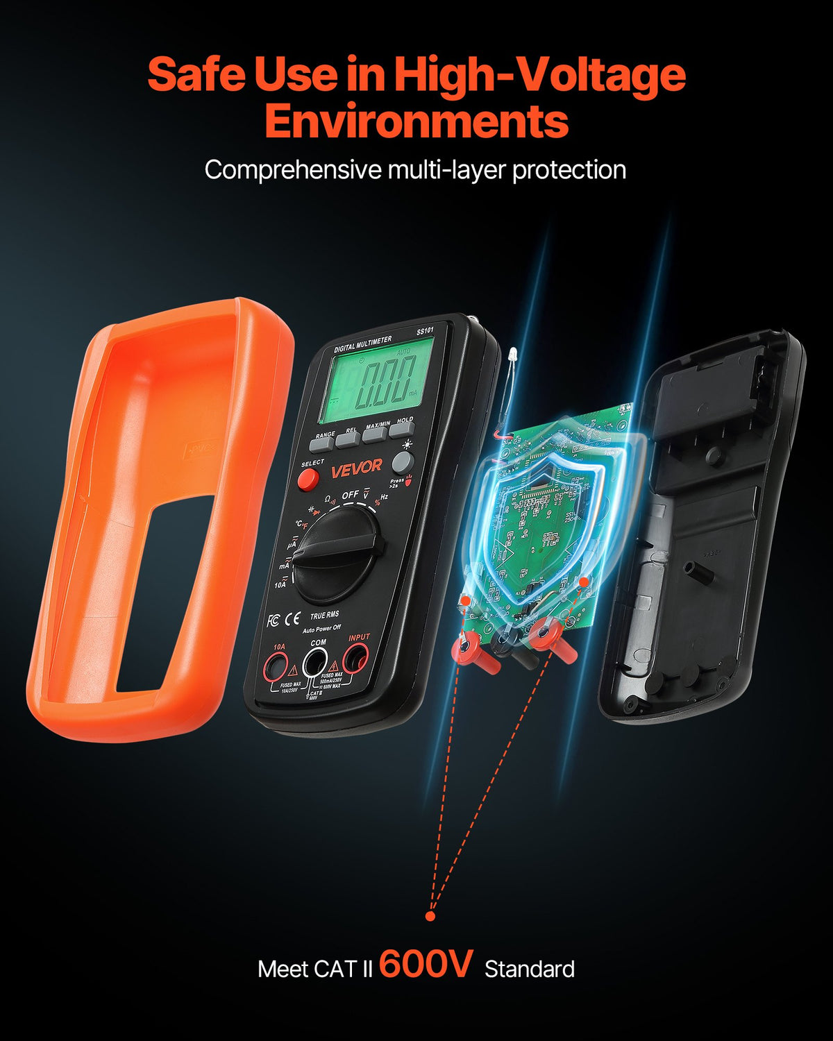 Digital Multimeter 4000-Count TRMS Auto-Ranging Voltage Current Resistance