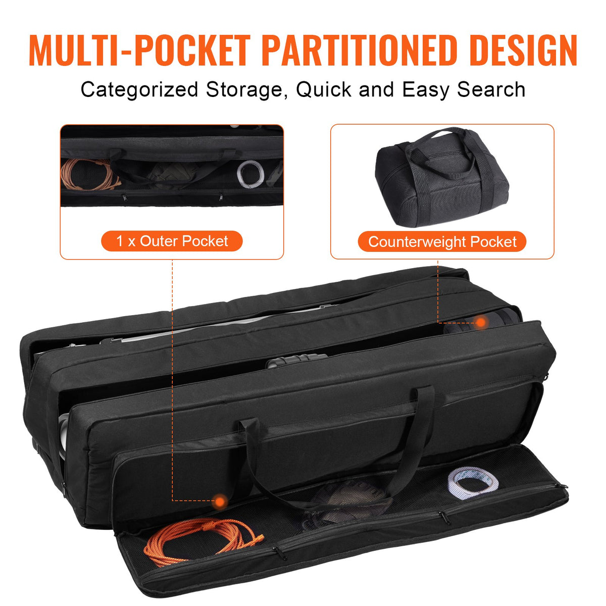 Telescope Case 1040mm Storage Bag Buckles Multi-Pocket Detachable Divider