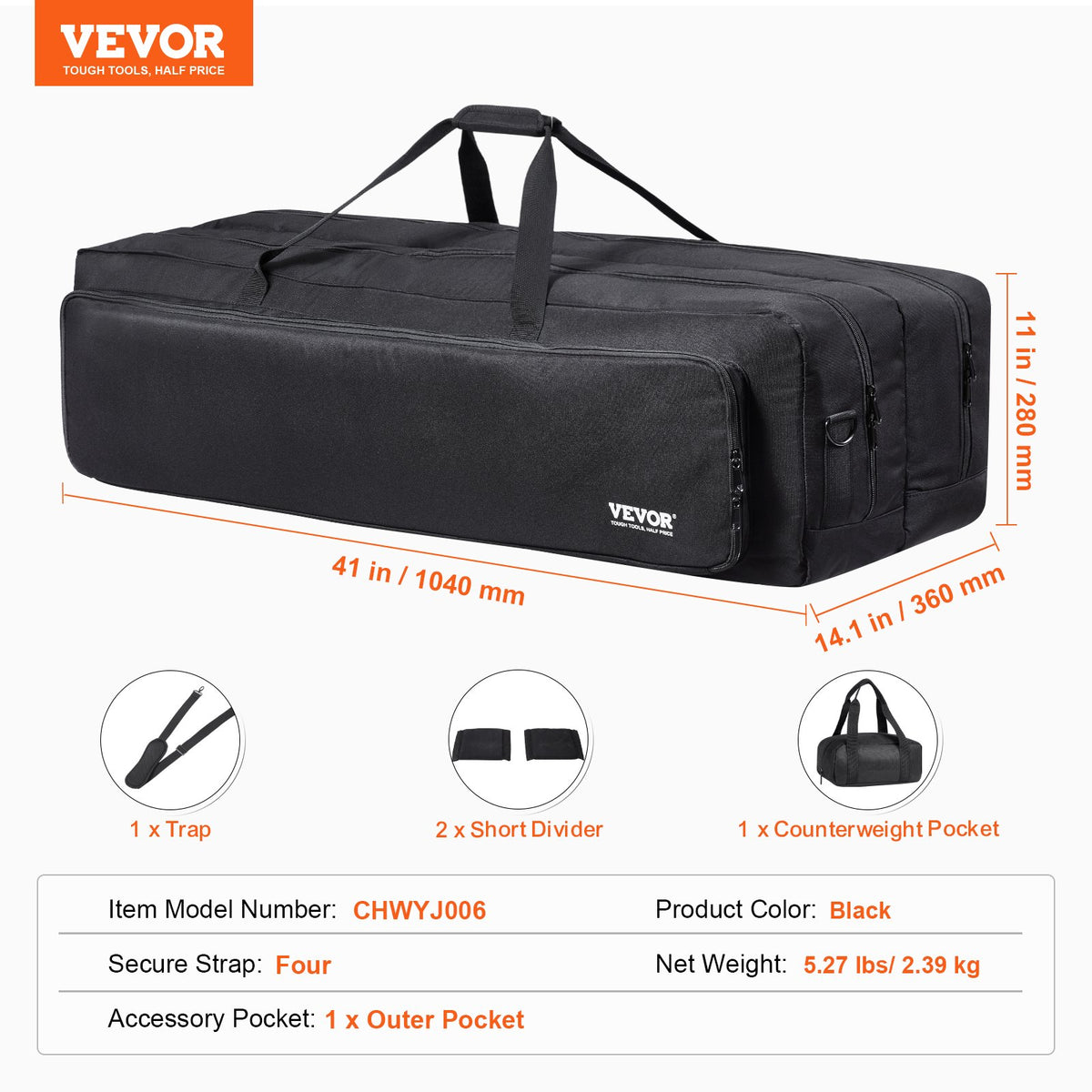 Telescope Case 1040mm Storage Bag Buckles Multi-Pocket Detachable Divider