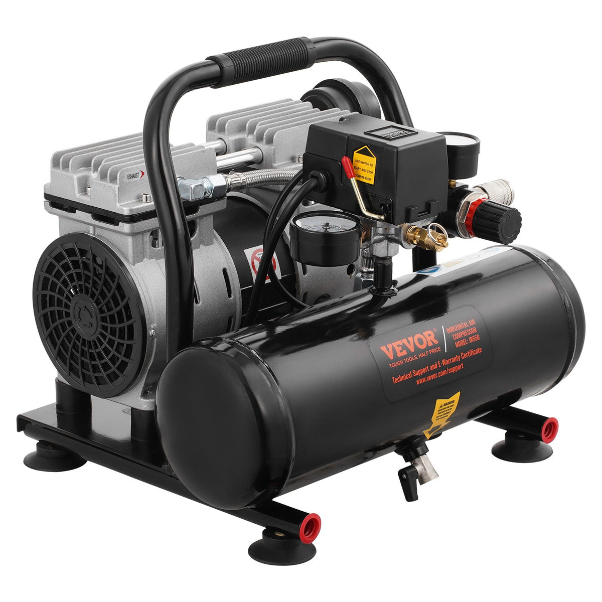 4L Air Compressor, 1HP 1.5CFM 7bar Oil-Free, 120PSI, 68dB Quiet, Portable