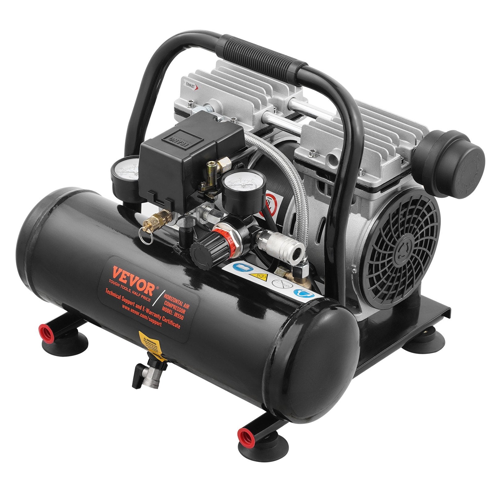 4L Air Compressor, 1HP 1.5CFM 7bar Oil-Free, 120PSI, 68dB Quiet, Portable