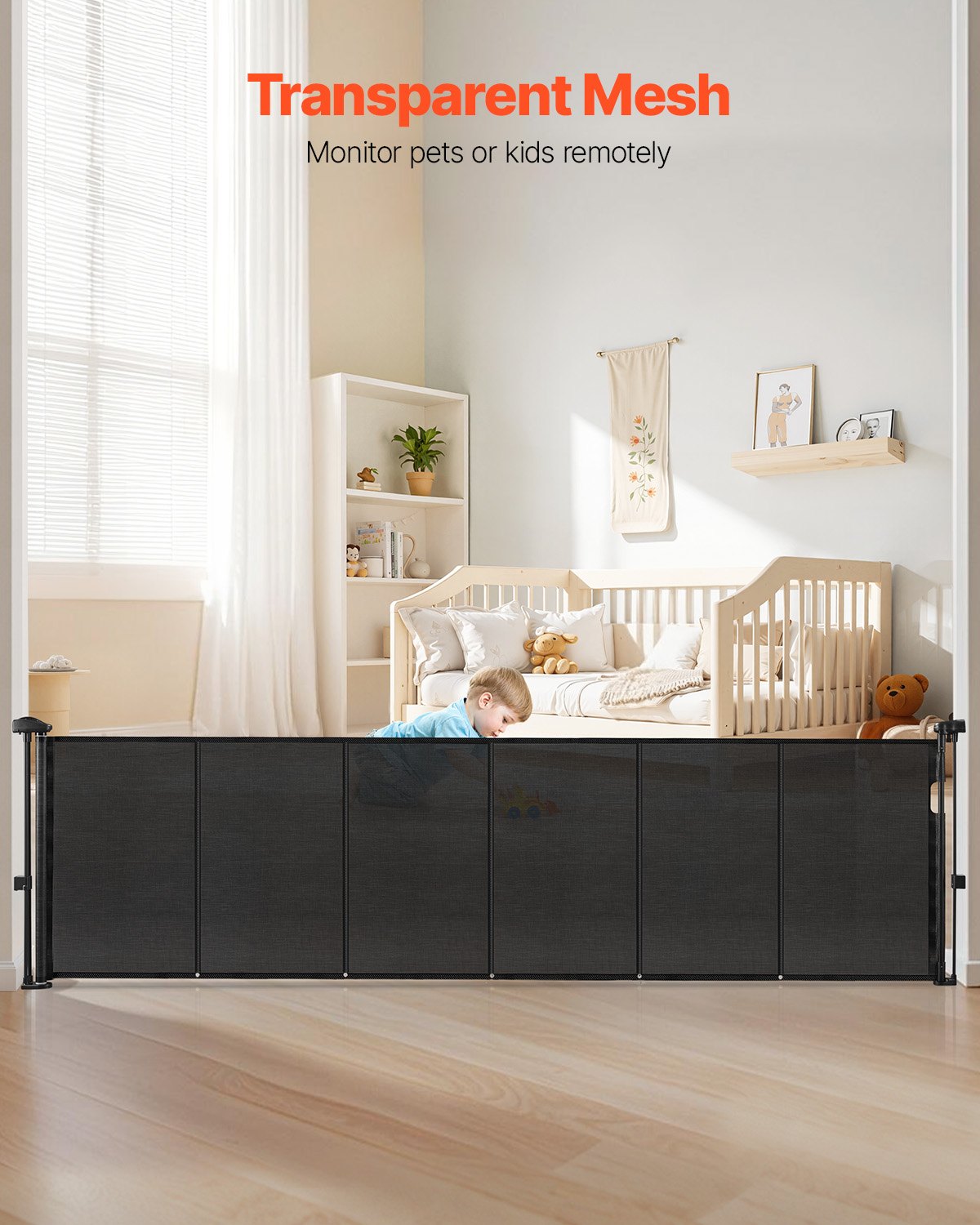 870mm Retractable Baby Gate Extends to 2800mm for Stairs & Doorways