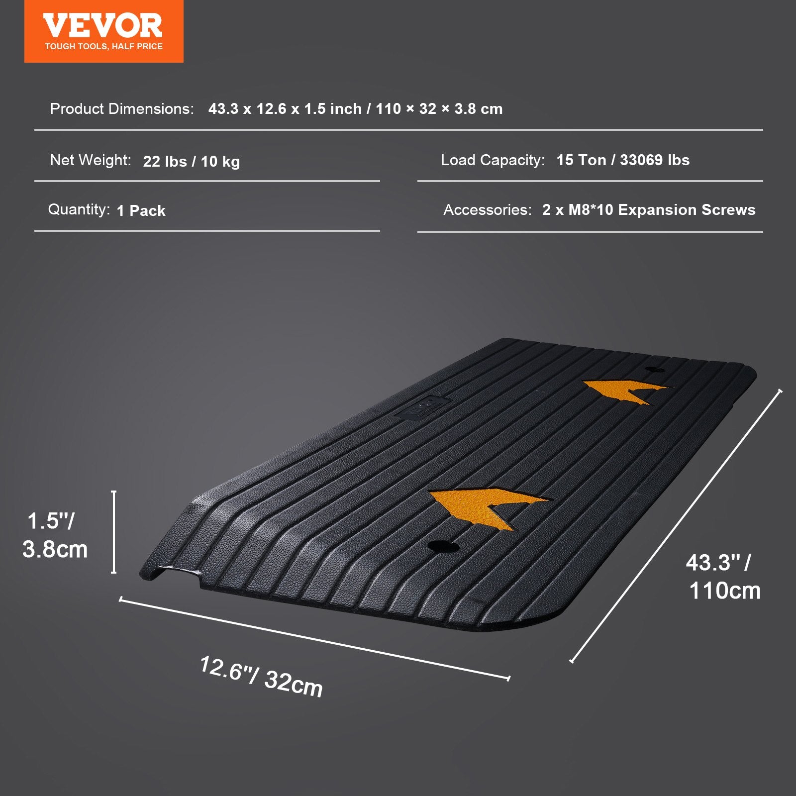 Threshold Ramp Rubber Upgraded 3.8cm Rise 15 Tons Non-Slip Wheelchair Scooter