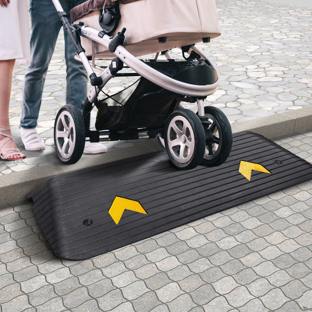 Threshold Ramp Rubber 5cm Rise Doorway Recycled Non-Slip Solid Ramp 15 Tons