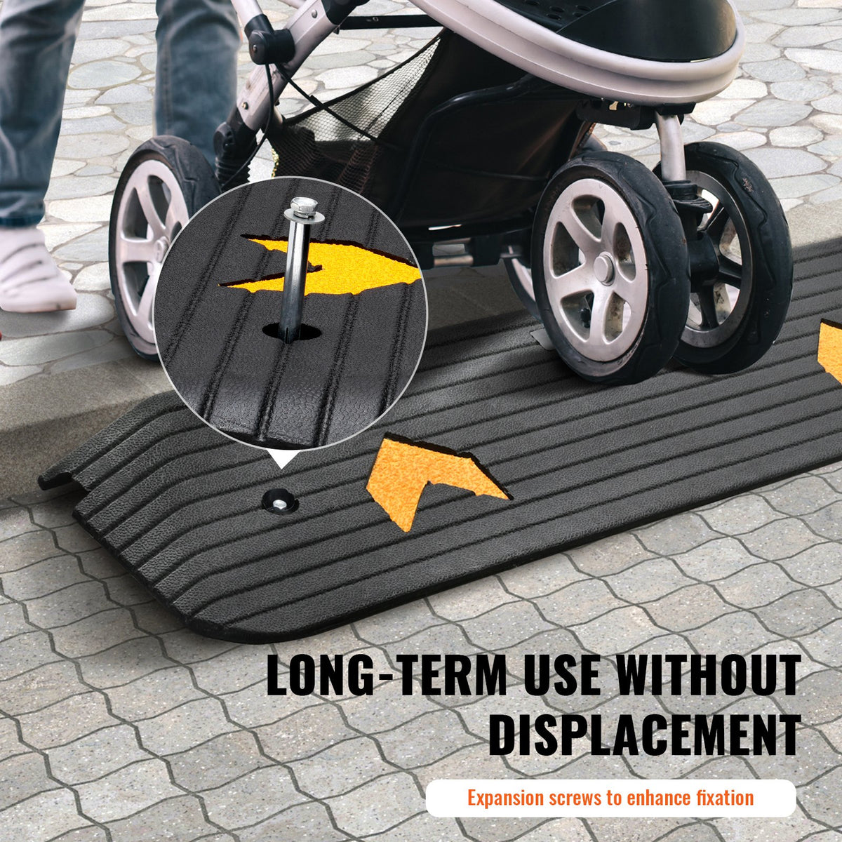 Threshold Ramp Rubber Upgraded 2.5cm Rise Wheelchair Doorway Natural Non-Slip