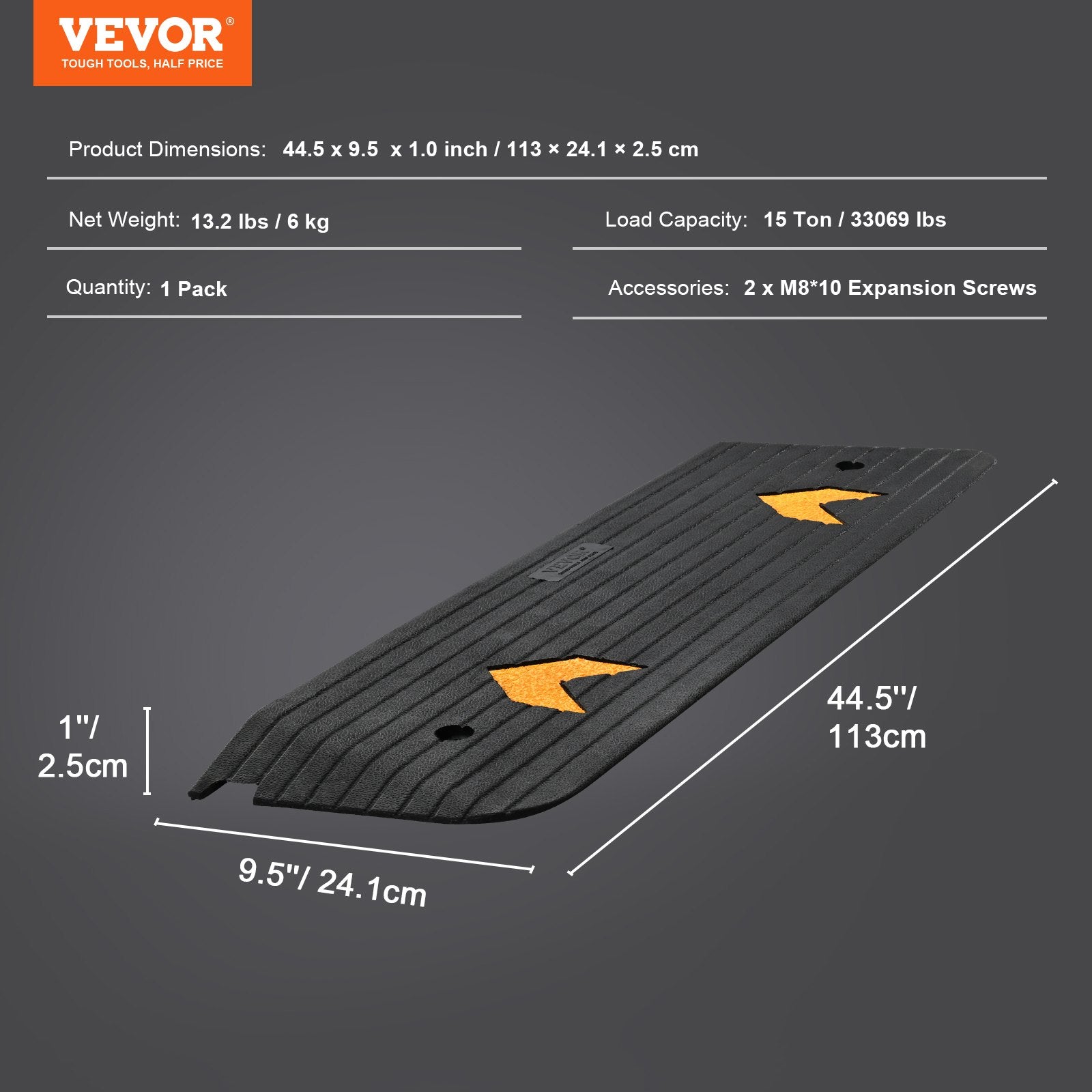 Threshold Ramp Rubber Upgraded 2.5cm Rise Wheelchair Doorway Natural Non-Slip