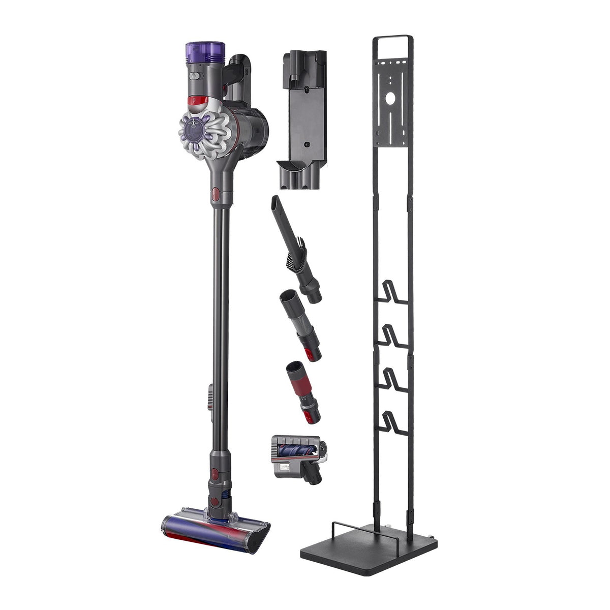 Vacuum Stand for Dyson V6-V15, Stable Holder with 4 Hooks for Cordless Vacuums