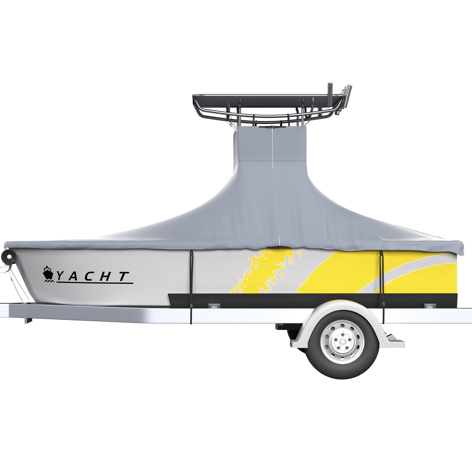 T-Top Boat Cover 22'-24' Heavy Duty 600D Oxford Waterproof Gray Straps