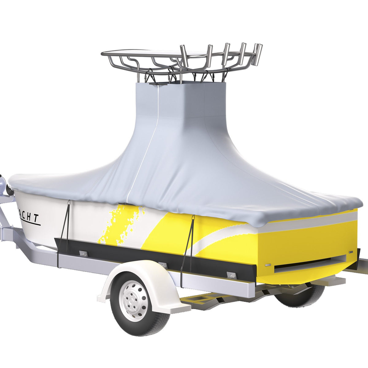 T-Top Boat Cover 22'-24' Heavy Duty 600D Oxford Waterproof Gray Straps