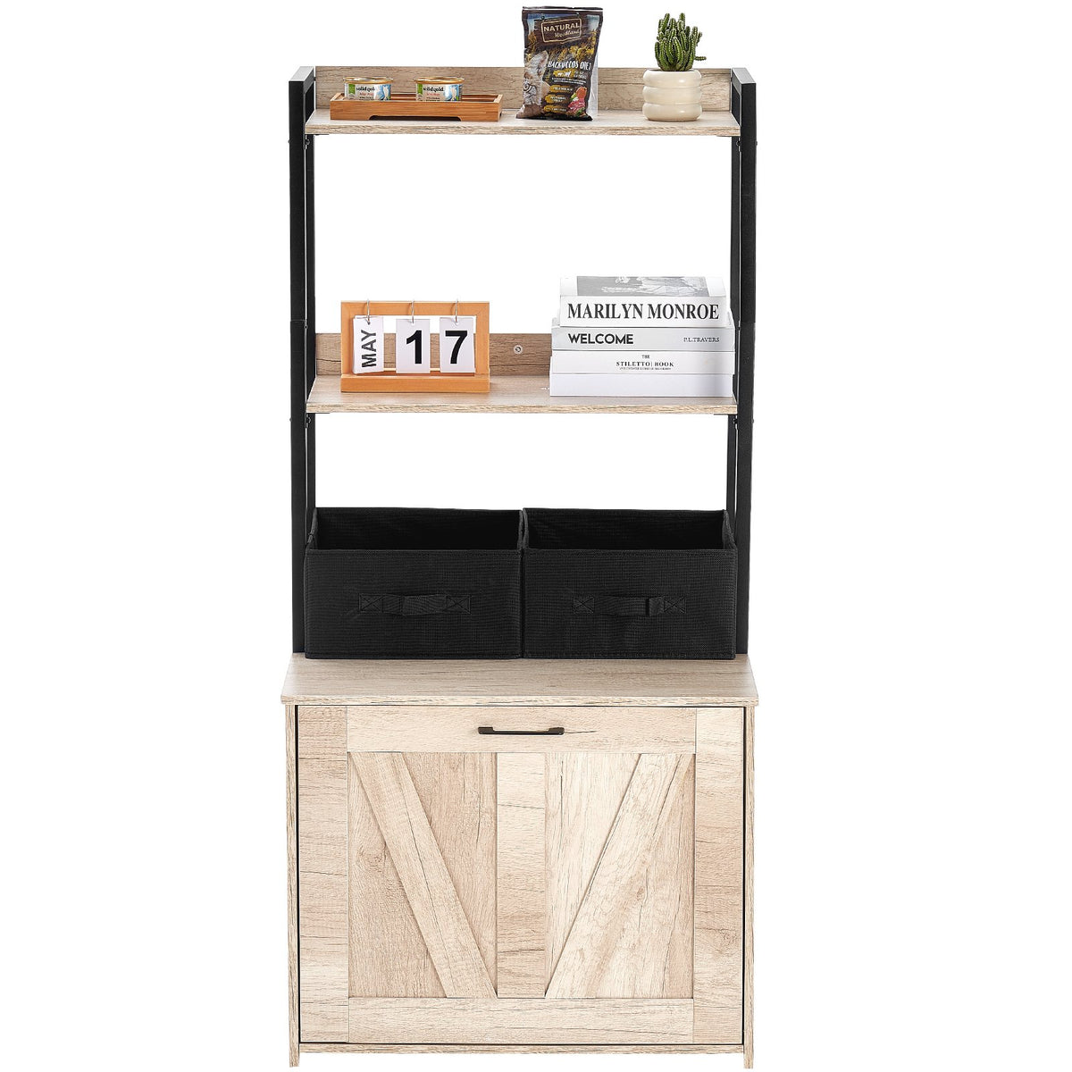 Cat 60x50x127cm Litter Box Enclosure with Storage Shelves and Baskets