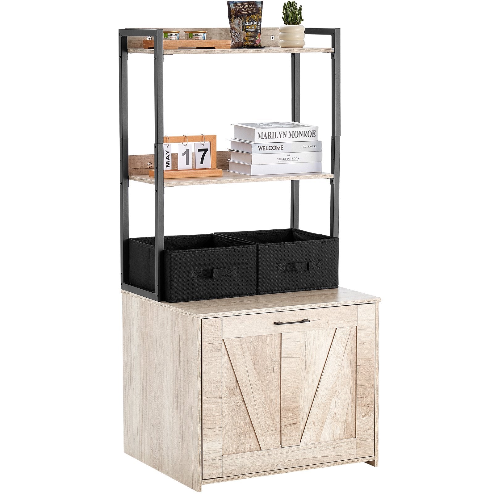 Cat 60x50x127cm Litter Box Enclosure with Storage Shelves and Baskets