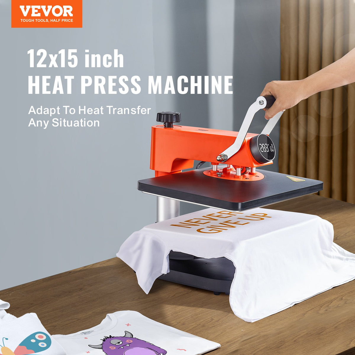 Heat Press Machine 8-in-1 Sublimation 12x15in T-Shirts Hats Mugs Swing Away