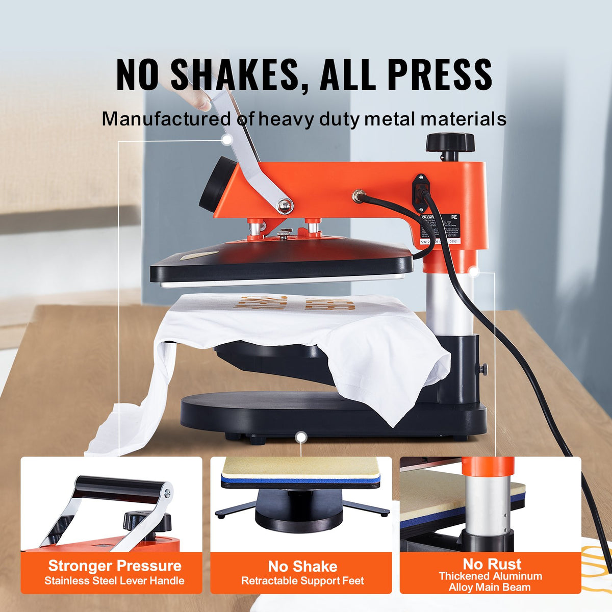 Heat Press Machine 8-in-1 Sublimation 12x15in T-Shirts Hats Mugs Swing Away