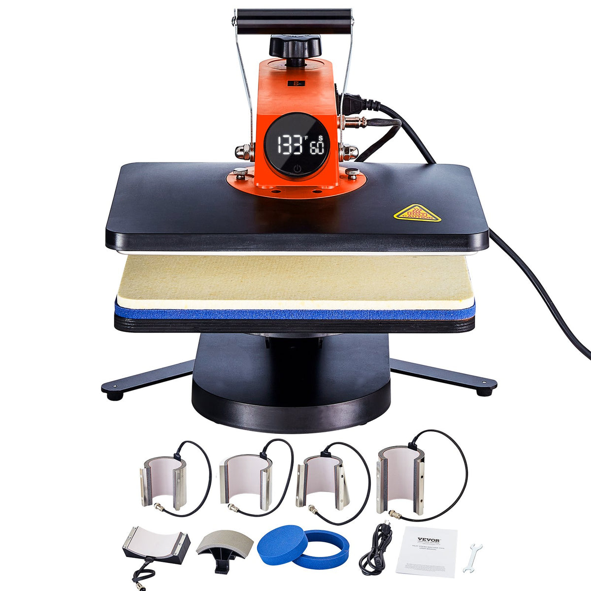 Heat Press Machine 8-in-1 Sublimation 12x15in T-Shirts Hats Mugs Swing Away