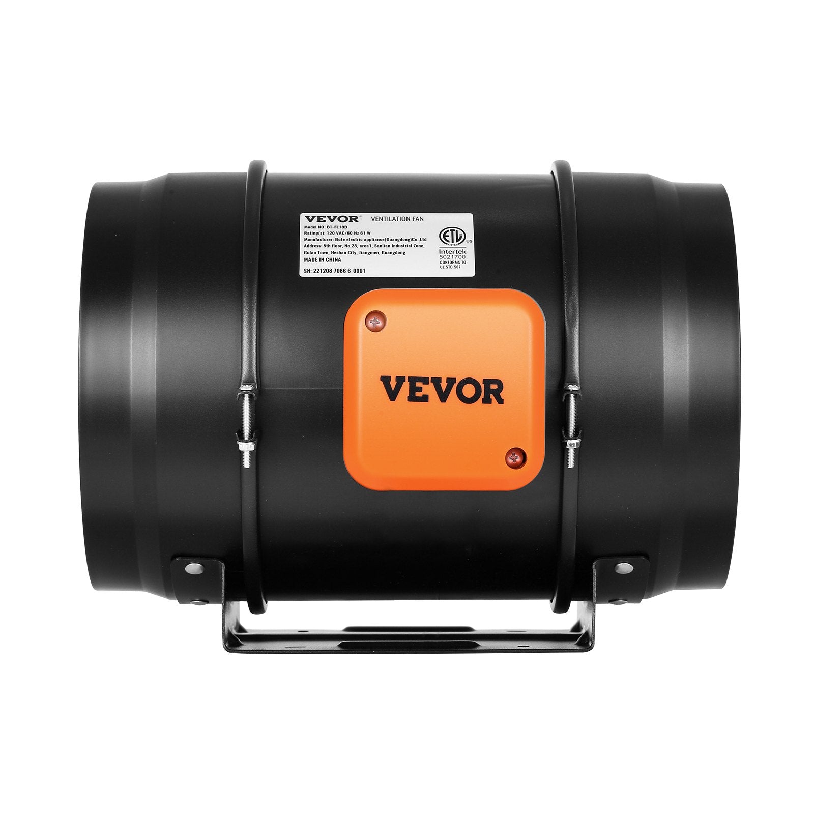 Inline Duct Fan, 203.2mm 506.2CFM EC-Motor with Temperature Humidity Controller