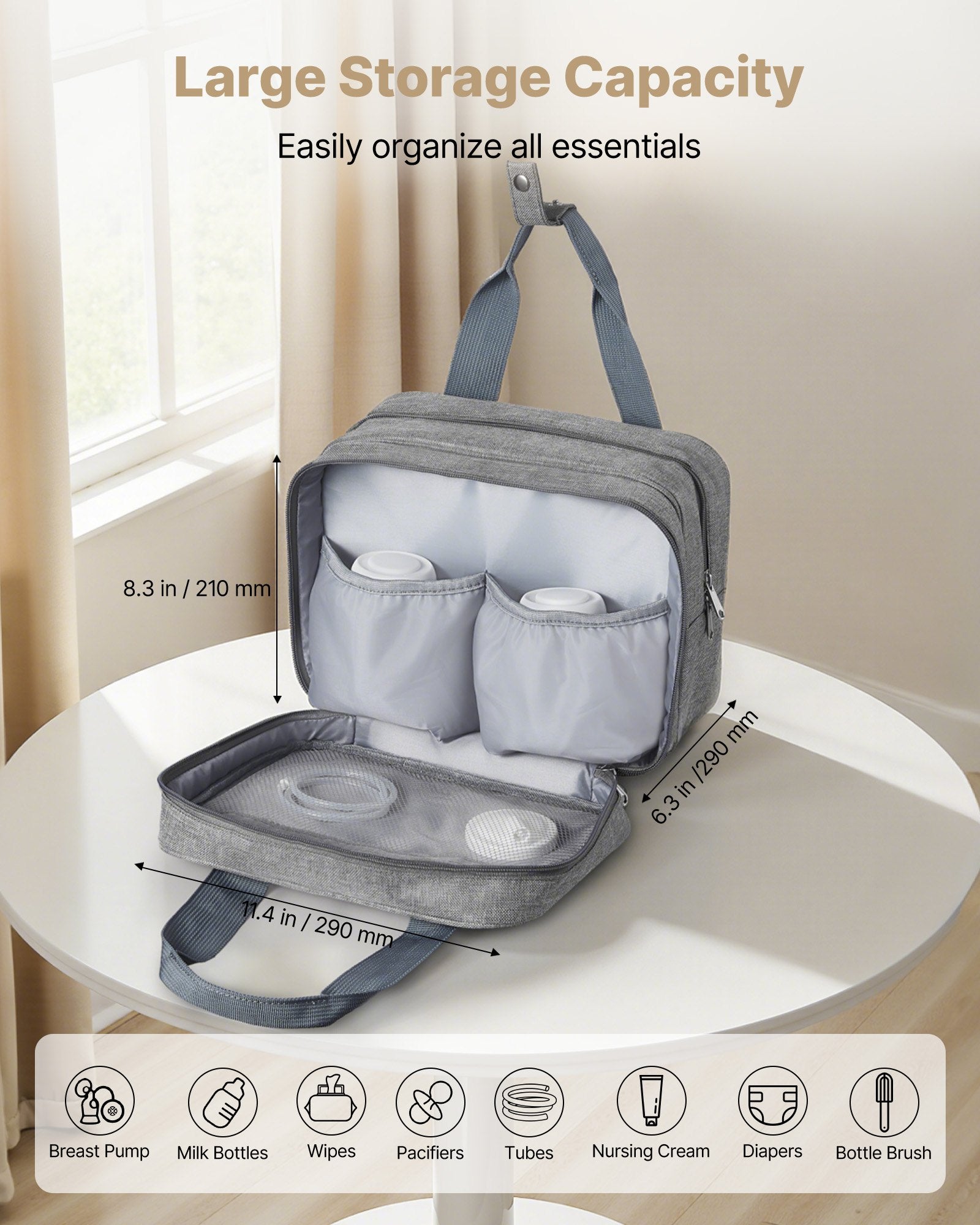 Wearable Breast Pump Bag Ice Pack Fits M5 M6 Storage Carry Case Grey