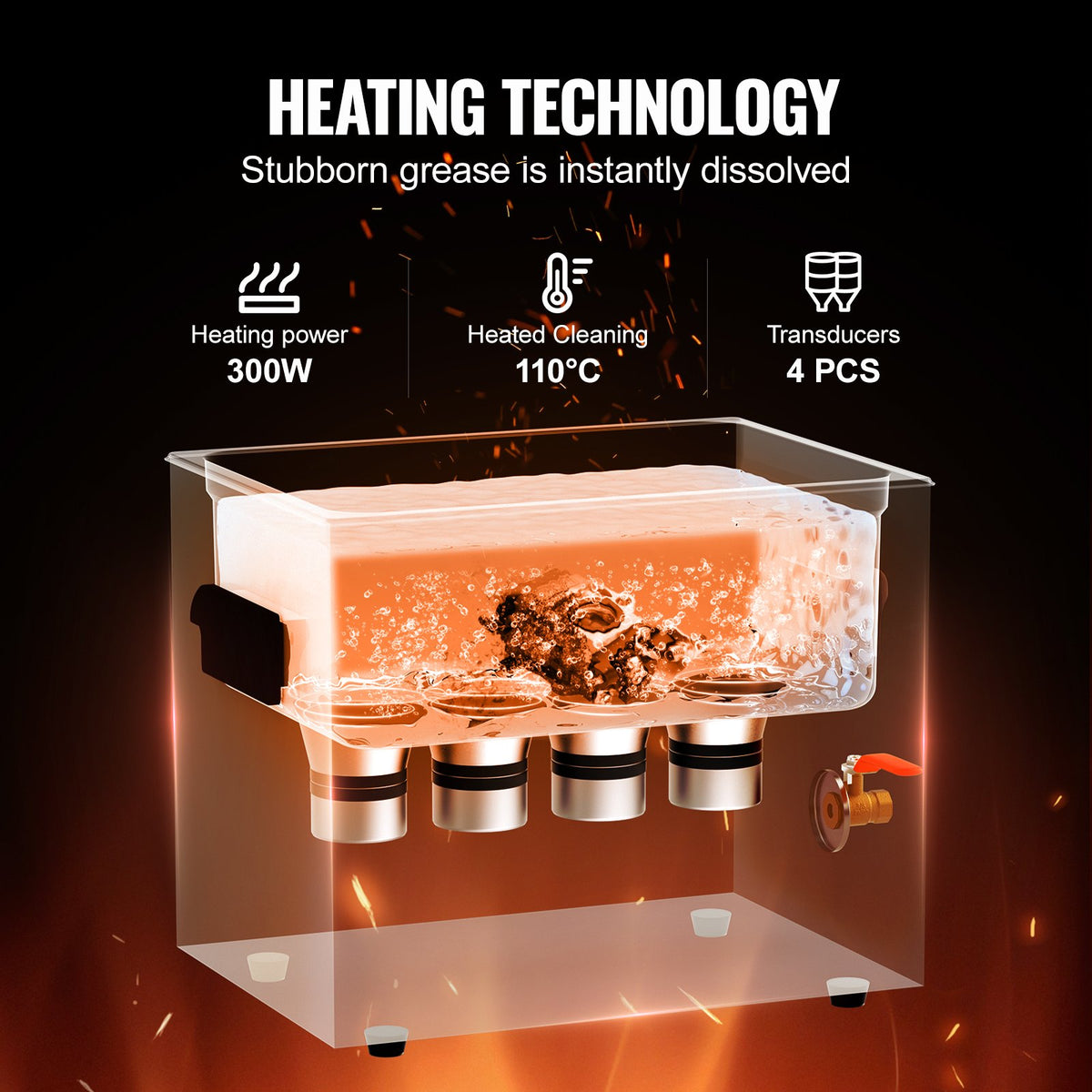 Ultrasonic Cleaner 10L 240W Digital Cavitation with Heater Timer and Basket