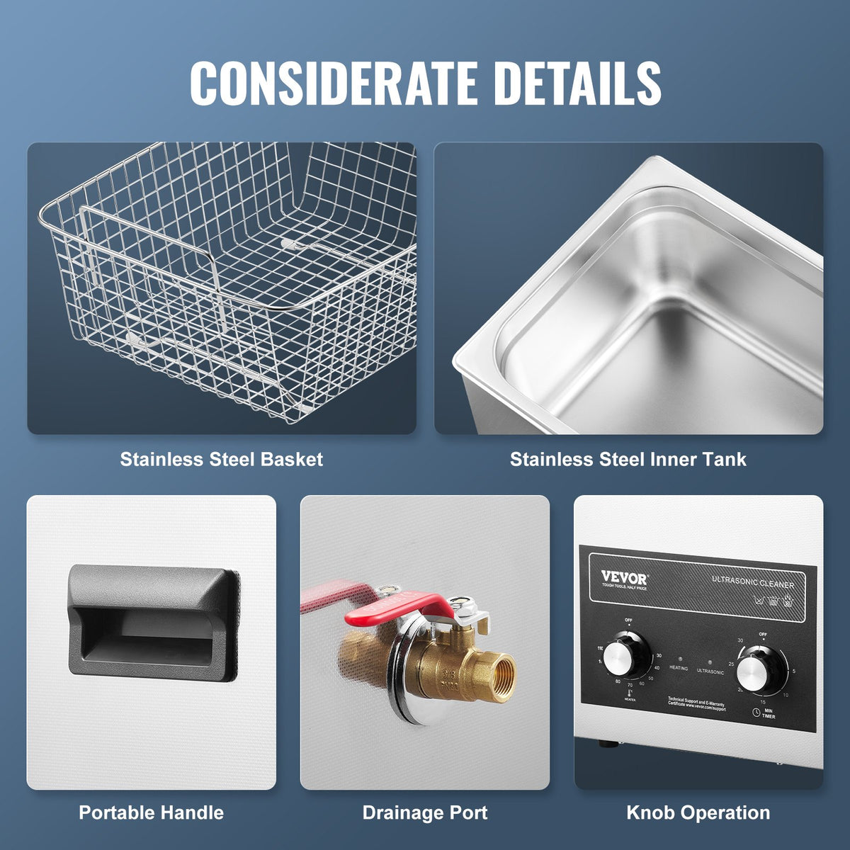 Ultrasonic Cleaner 10L 240W Digital Cavitation with Heater Timer and Basket
