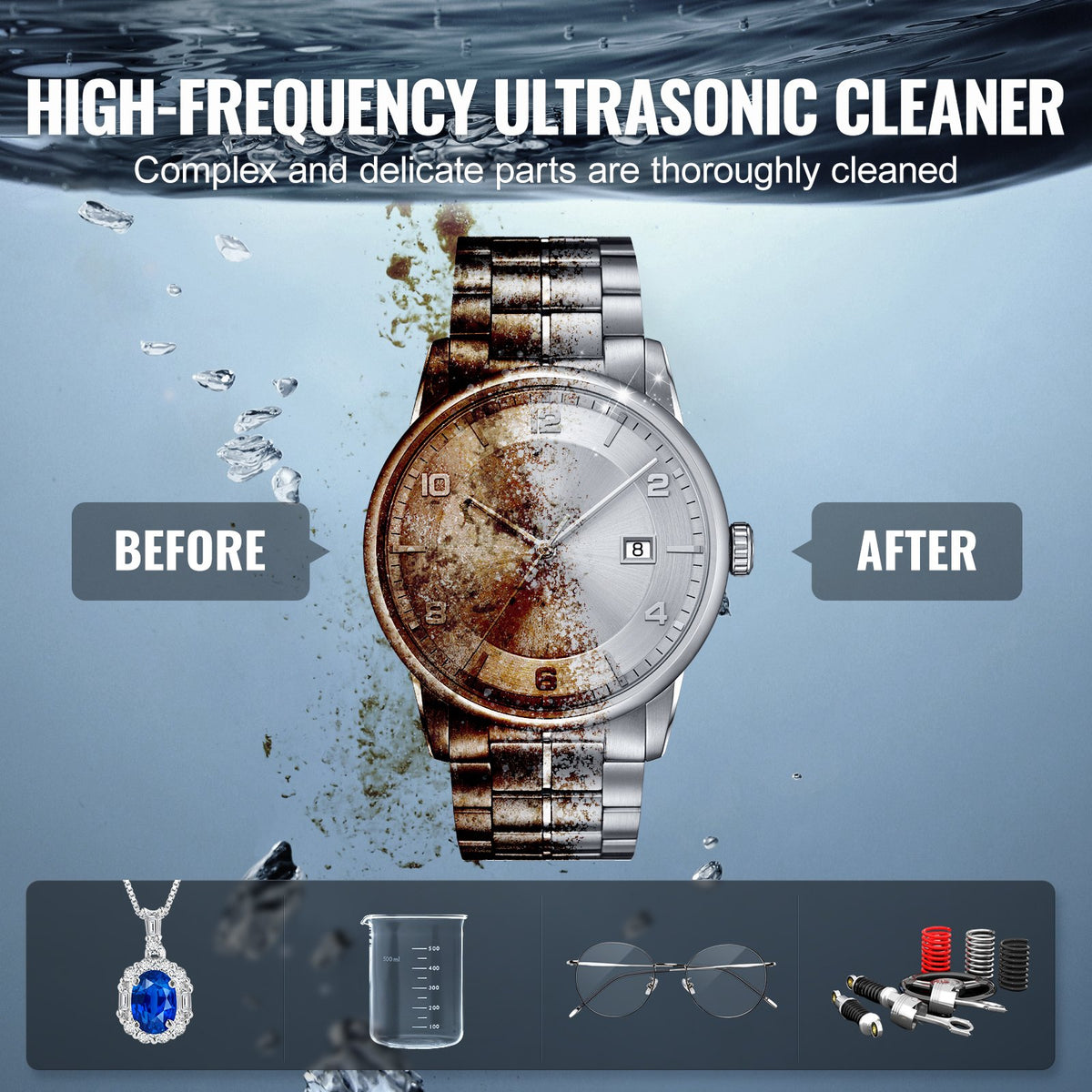 Ultrasonic Cleaner 10L 240W Digital Cavitation with Heater Timer and Basket