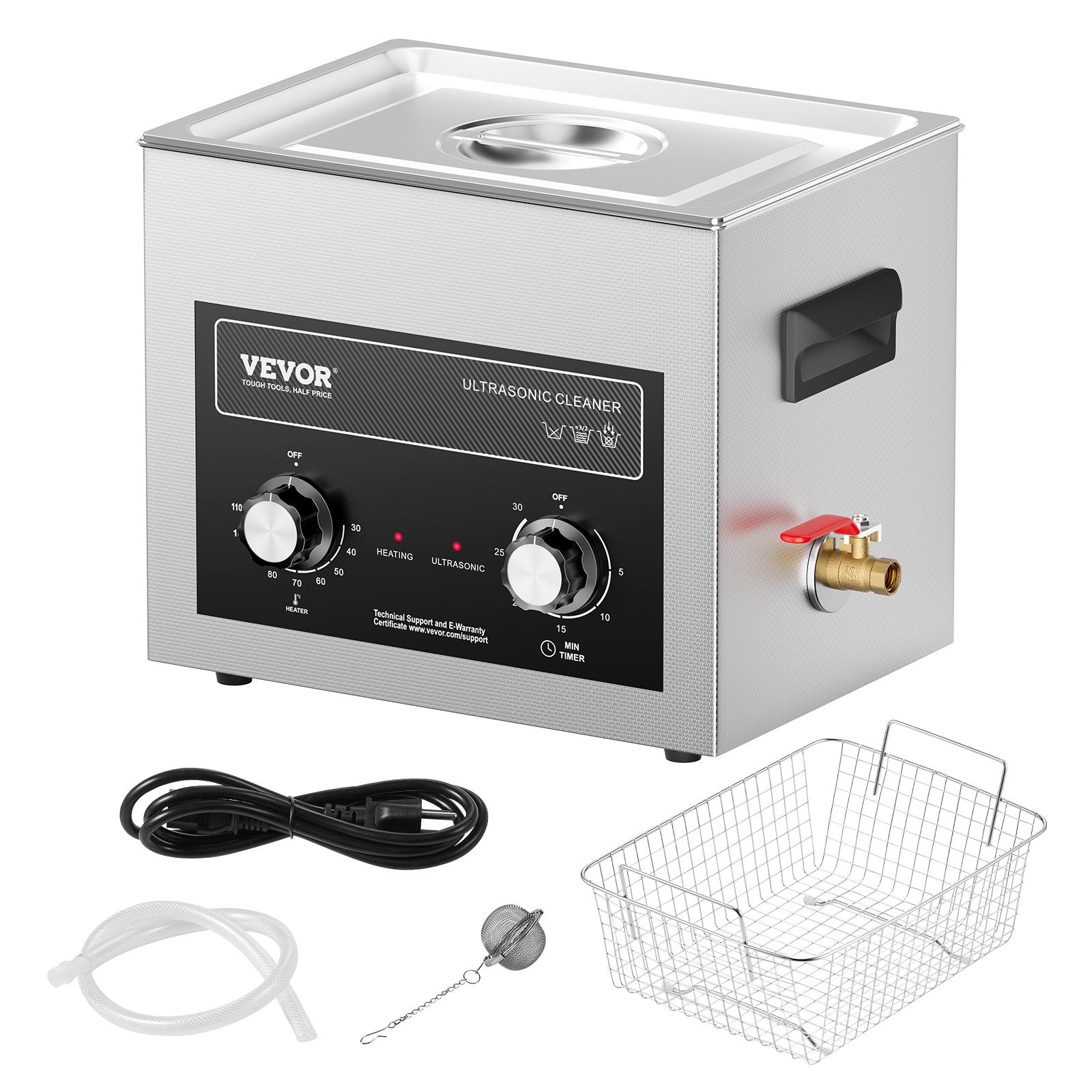 Ultrasonic Cleaner 10L 240W Digital Cavitation with Heater Timer and Basket