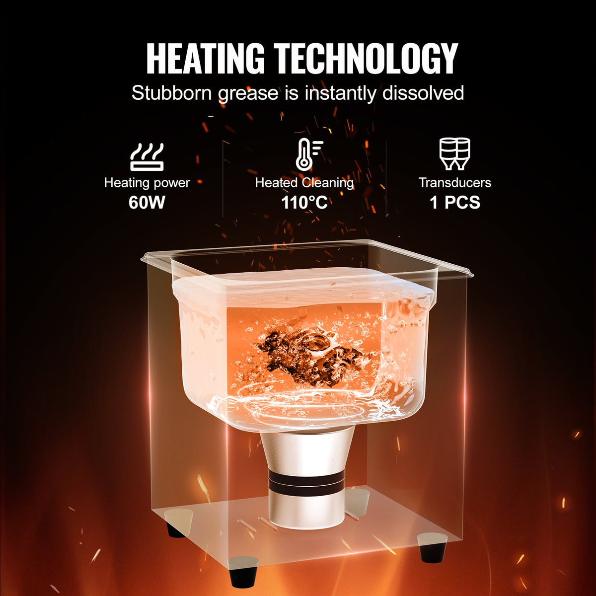 Cleaner Ultrasonic 2L with Heater Timer Basket Professional Digital 60W Machine