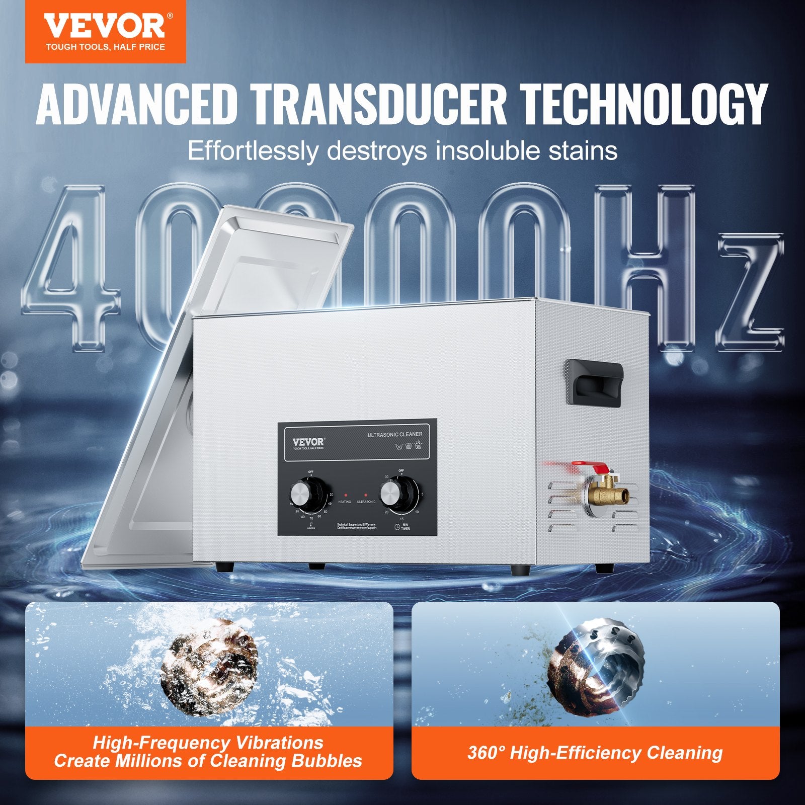 30L Ultrasonic Cleaner 360W with Heater Timer Basket Digital Sonic Cavitation